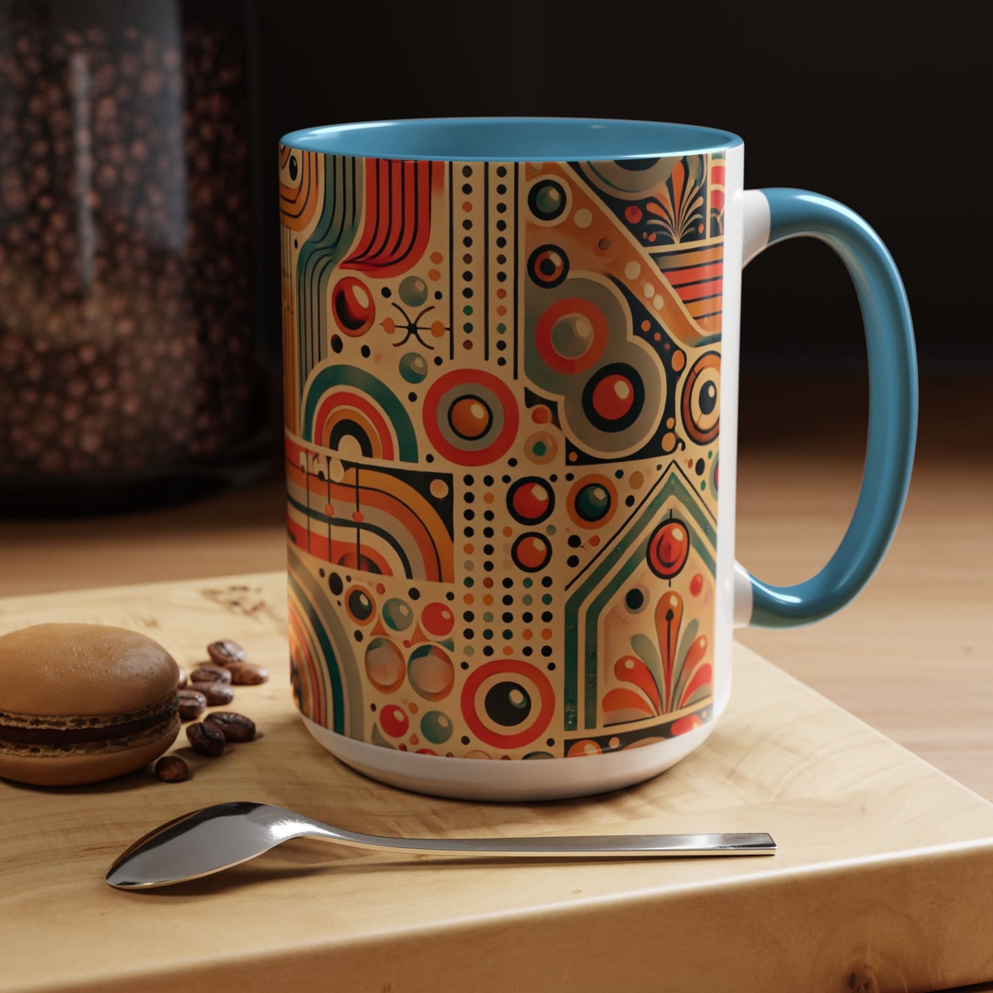 πΏ Retro Boho Accent Coffee Mug | 11oz & 15oz Ceramic Cup | Custom Colors Available