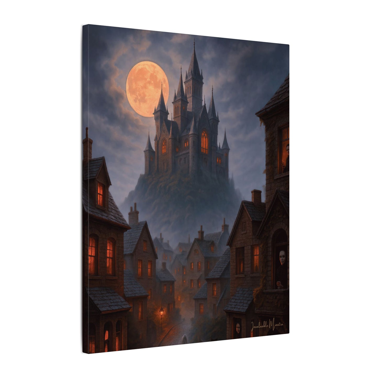 Haunted Hilltop Castle Canvas Print – Gothic Halloween Wall Art for Spooky Season Decor