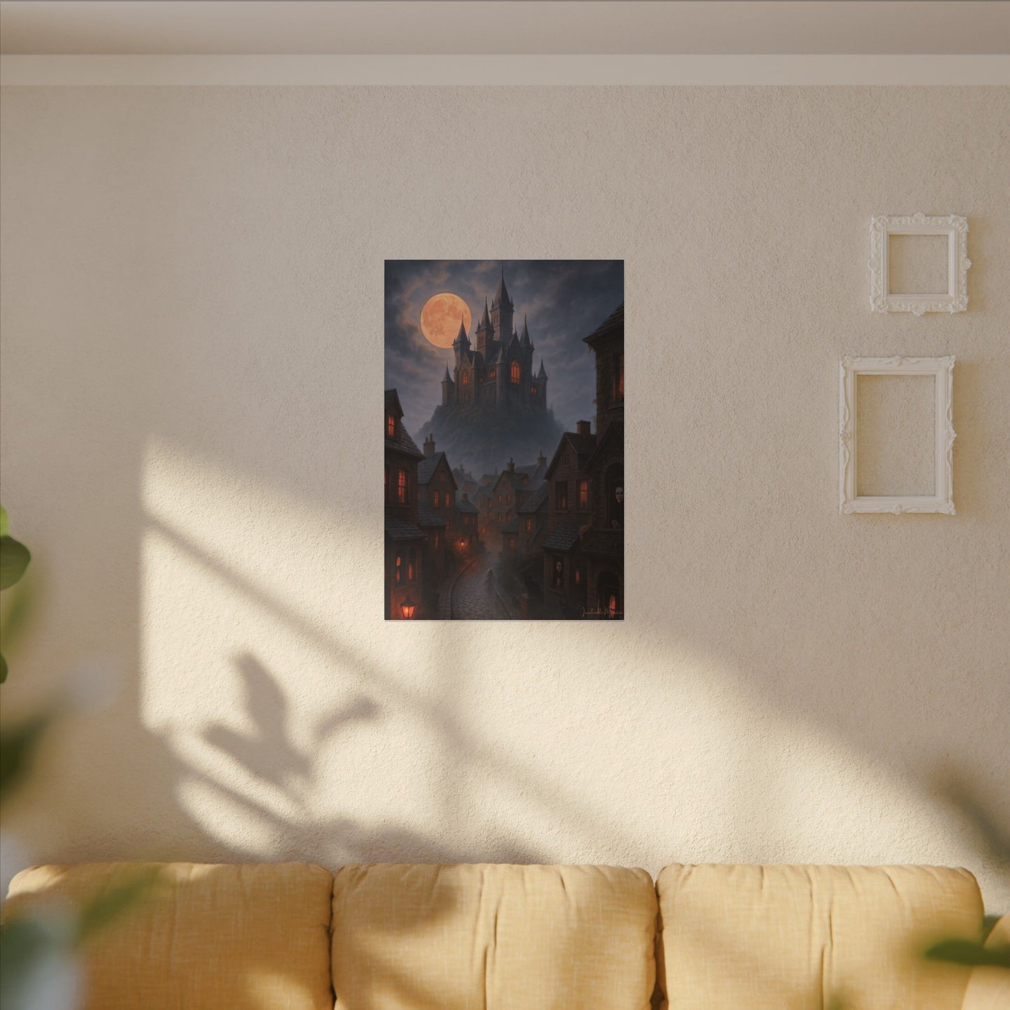 Haunted Hilltop Castle Canvas Print – Gothic Halloween Wall Art for Spooky Season Decor