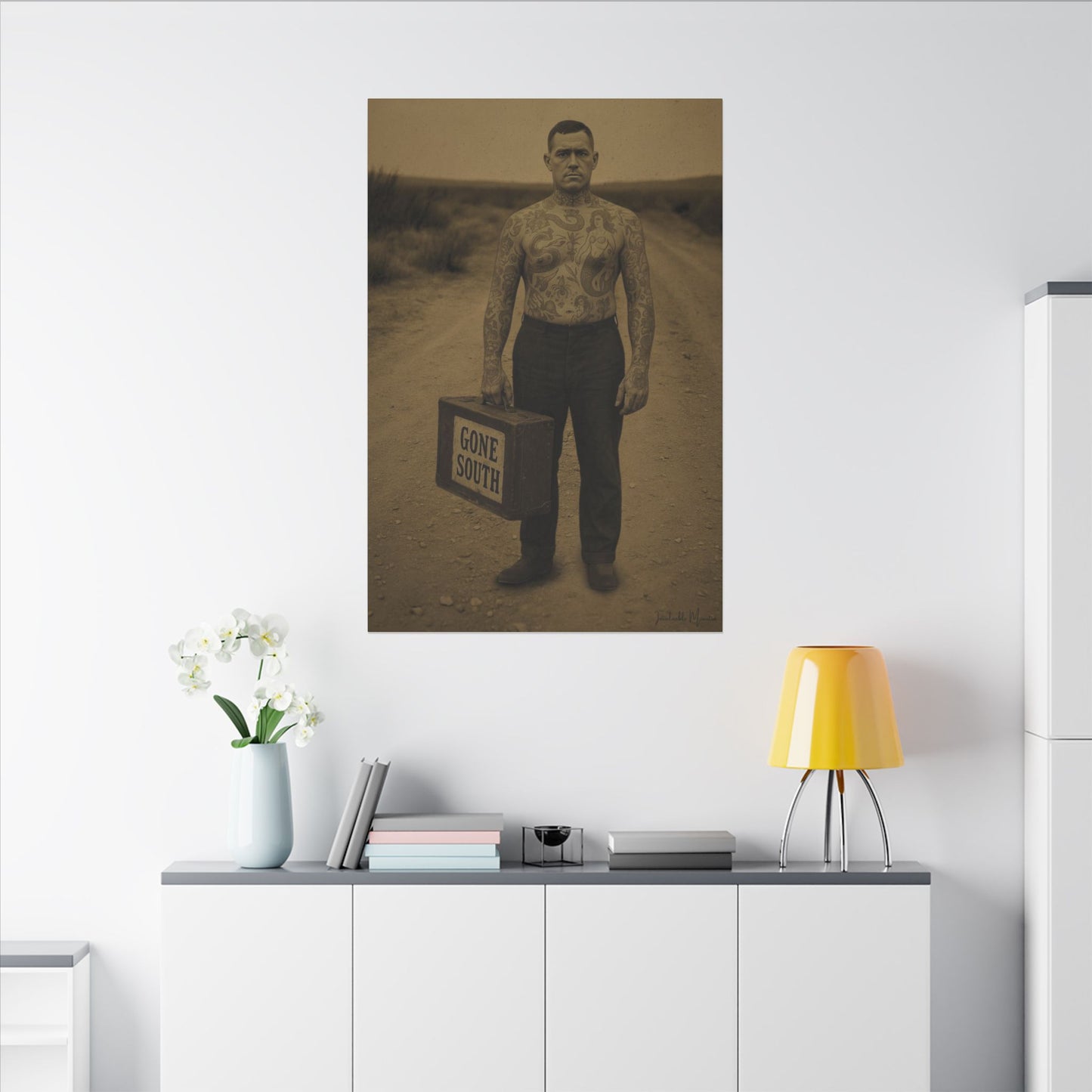 The Tattooed Man – Matte Canvas Print (Gallery-Wrapped) 0.75" – Vintage Circus-Inspired Canvas Wall Art