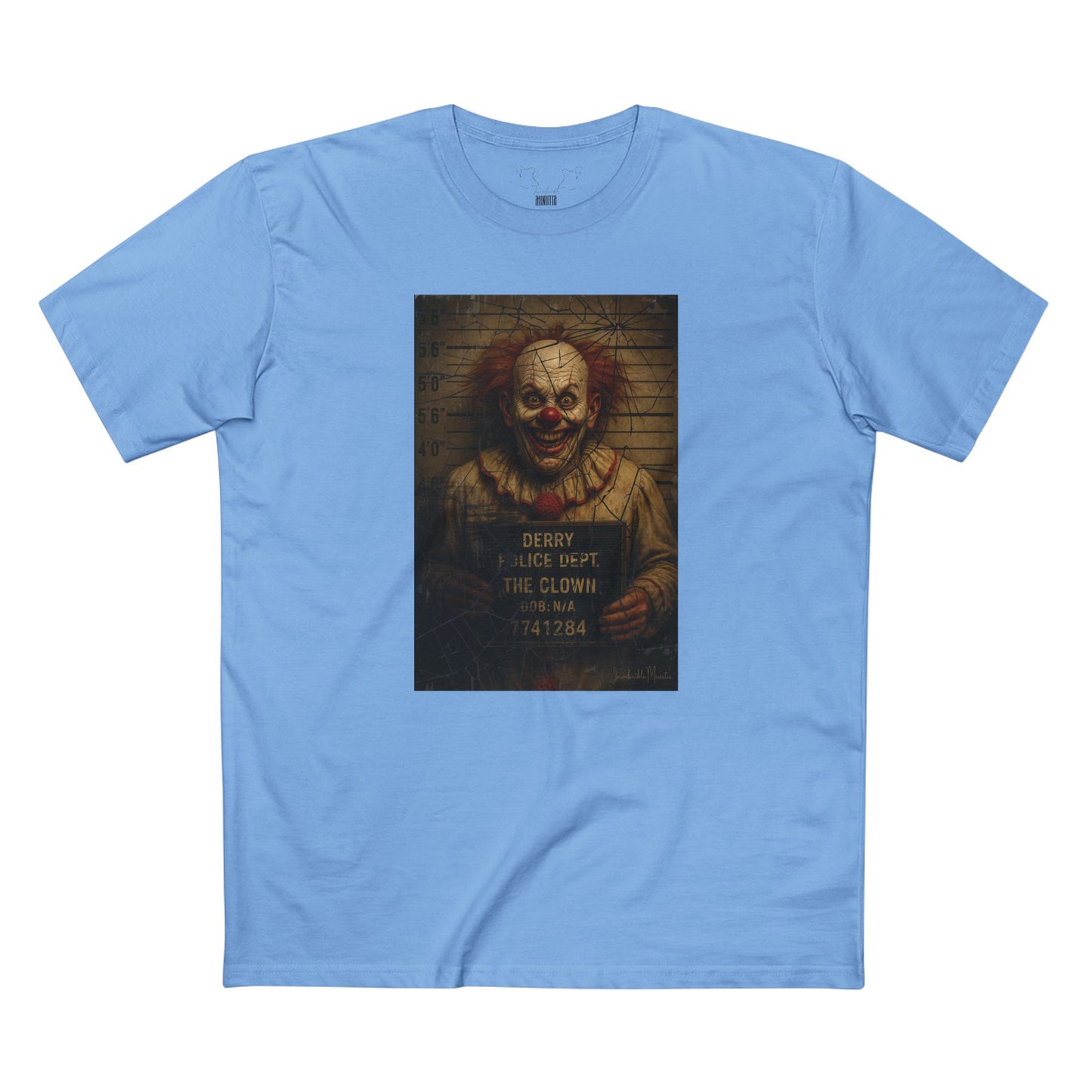 Creepy Clown Mugshot T-Shirt โ Premium AS Colour 5001 Horror Tee