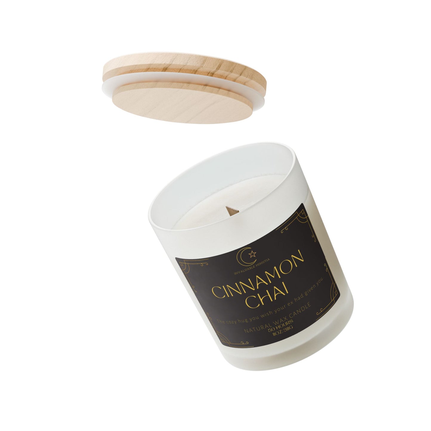 11oz Frosted Glass Natural Soy Wax Candle with Wooden Wick – Available in 9 Scents