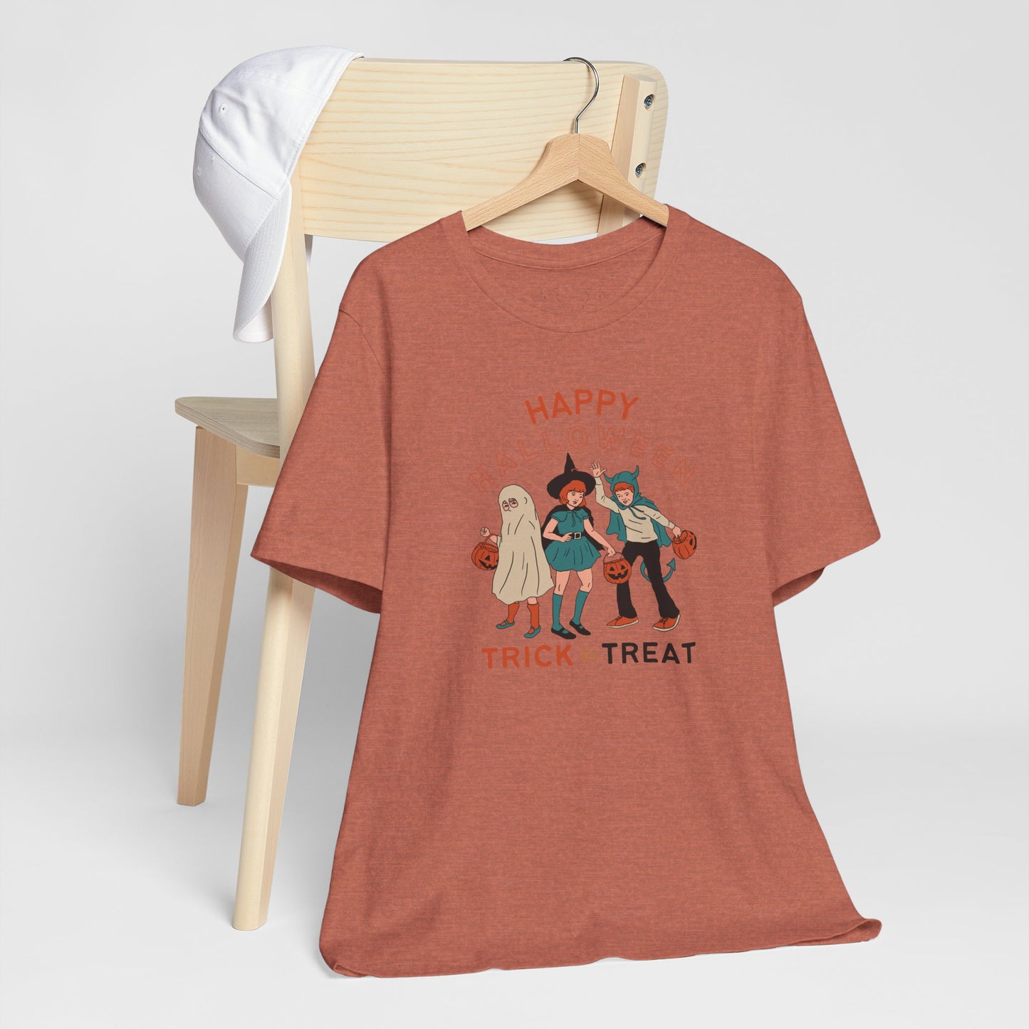 Happy Halloween Trick or Treat Vintage Vibe Tee โ Bella+Canvas 3001