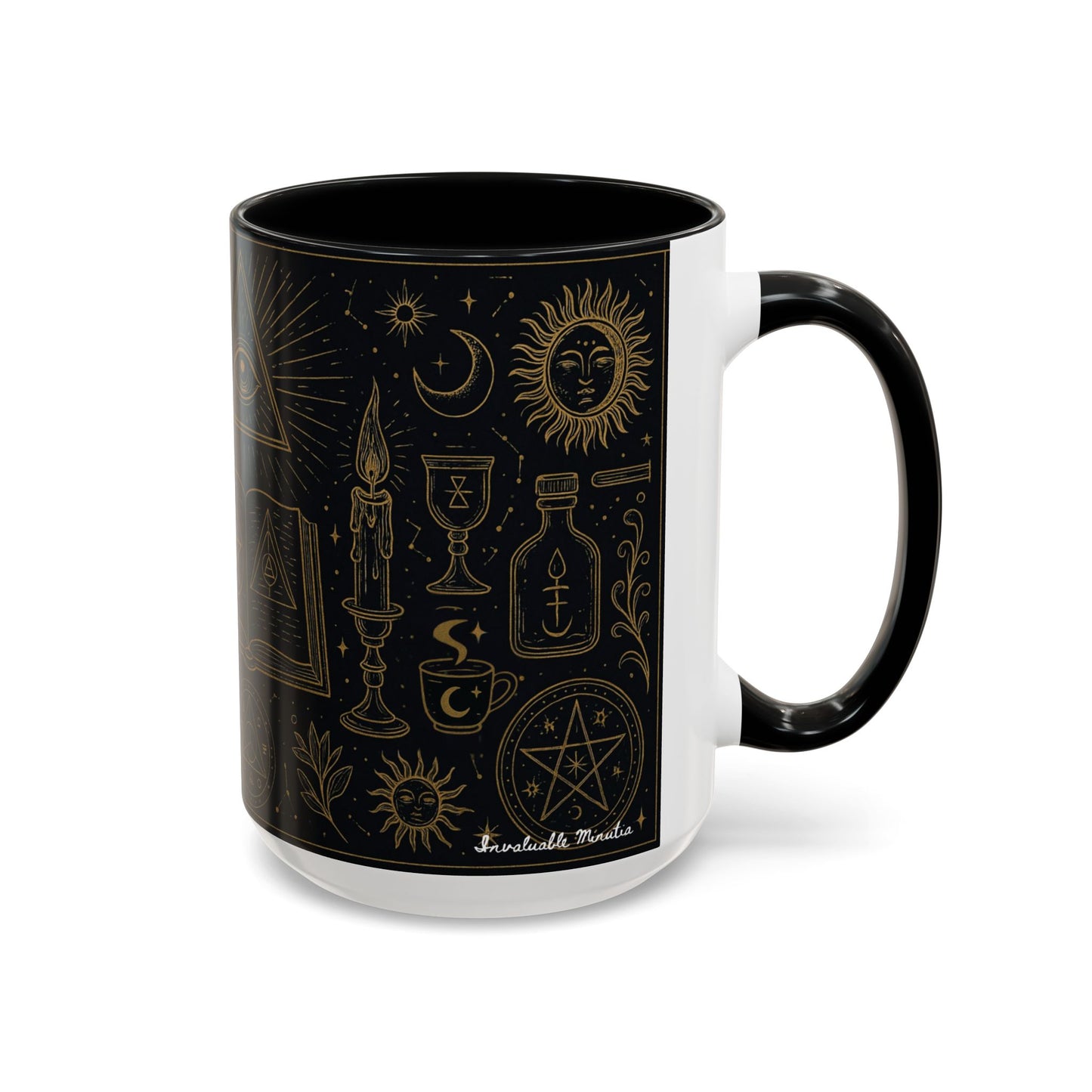 Witchy Aesthetic Coffee Mug โ 15oz Black & Purple Ceramic with Occult Symbols โ Goth Kitchen Decor, Halloween Gift Idea - 11oz/15oz