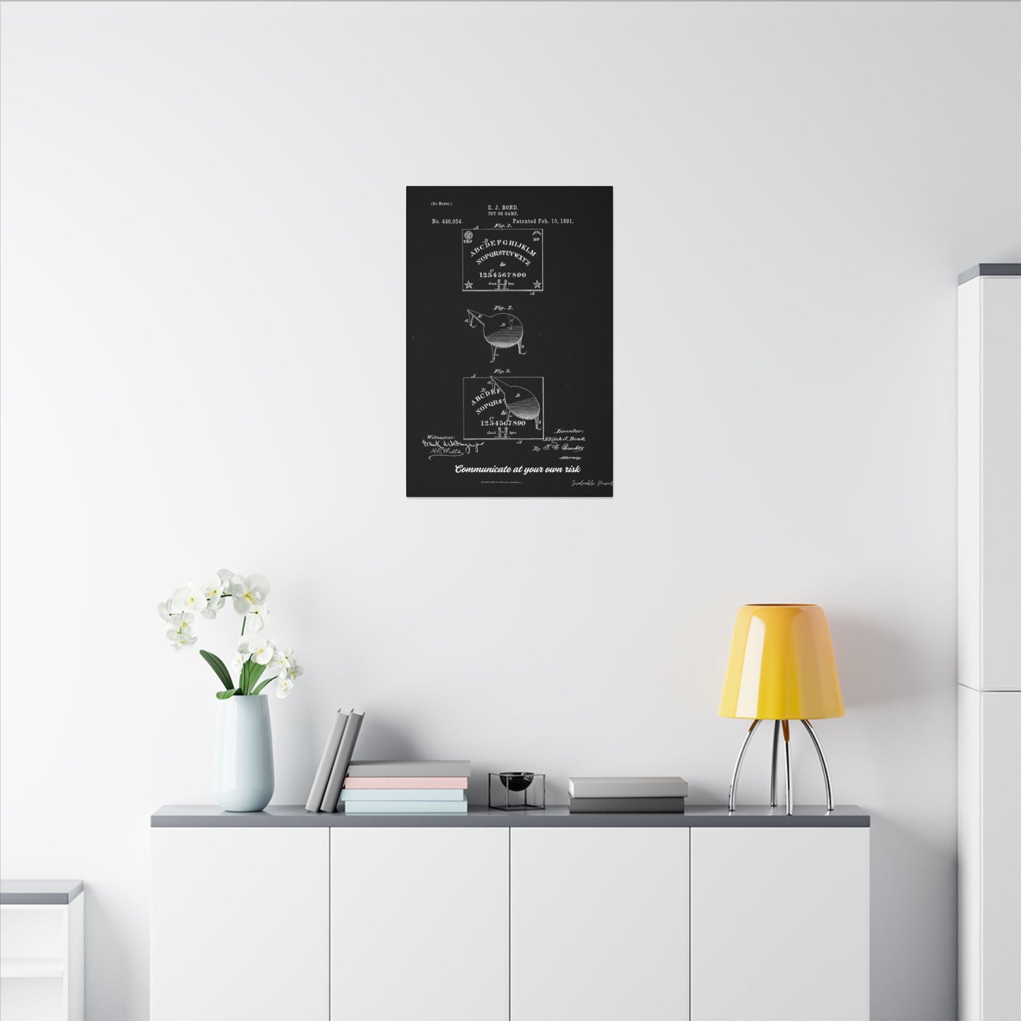 Ouija Board Patent Print (1891) – Gothic Spirit Board Canvas Wall Art