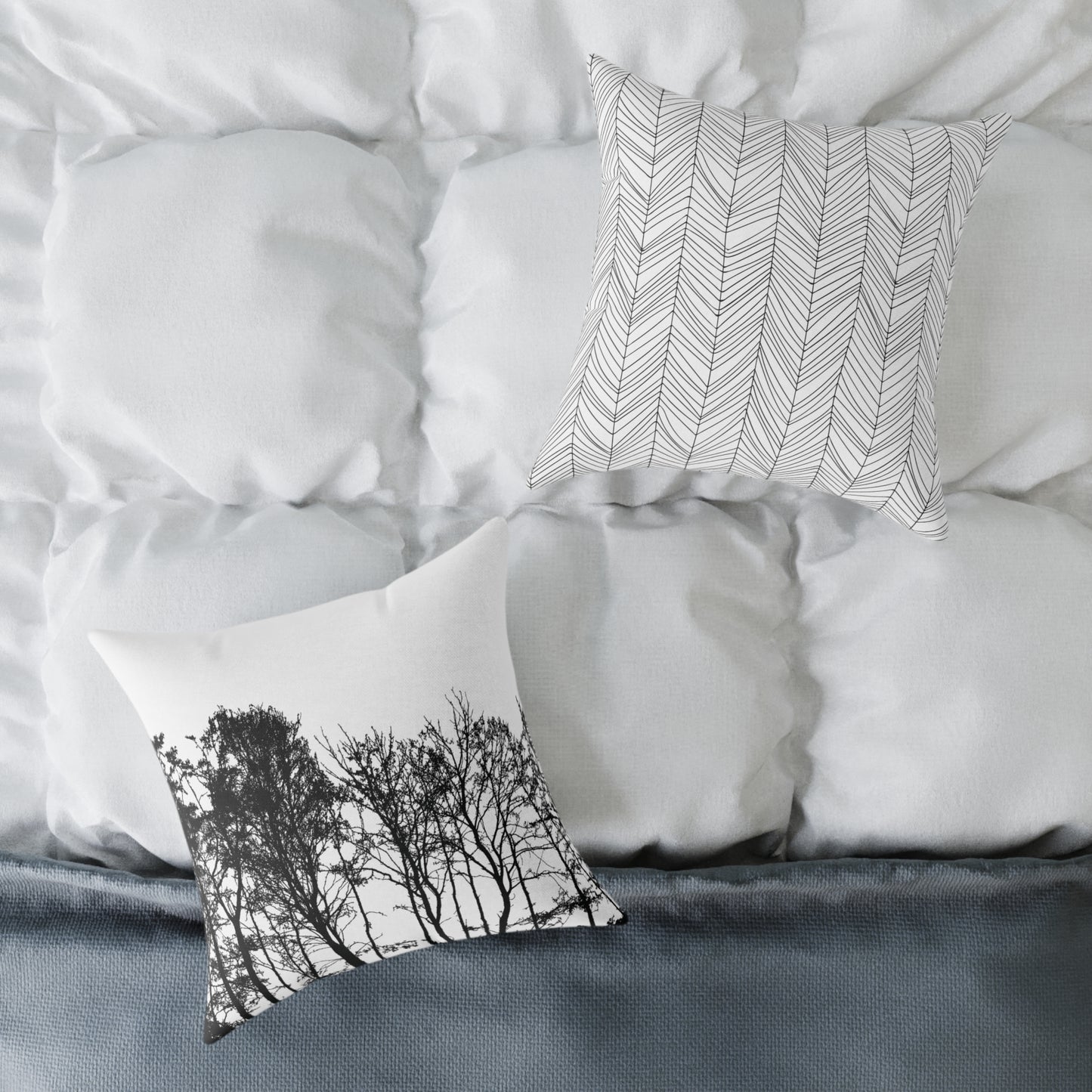 Dead Calm Treeline Silhouette Pillow β Stark Nature Accent for Lovers of the Bare & Bold - Canvas Throw Pillow