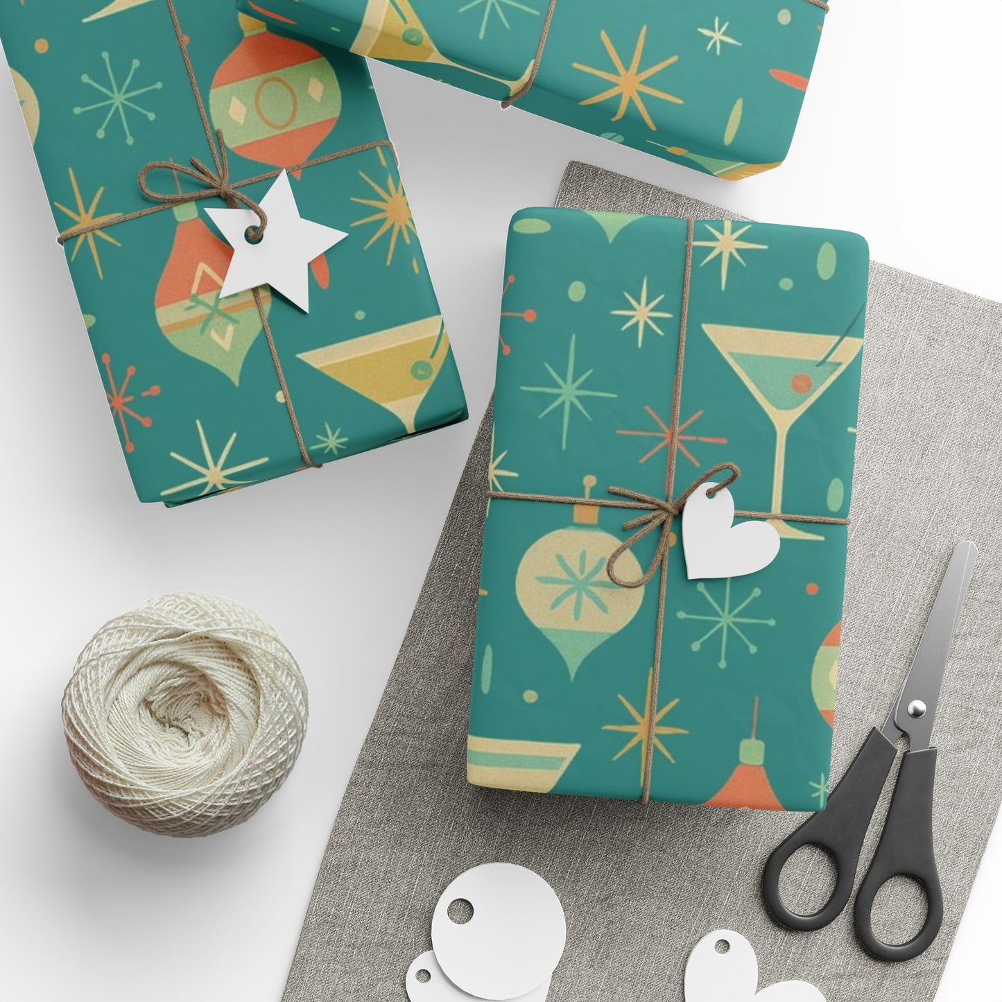 Atomic Christmas Cocktail – Mid-Century Holiday Wrapping Paper, Retro Martini Gift Wrap, 30" Roll (Matte/Gloss)