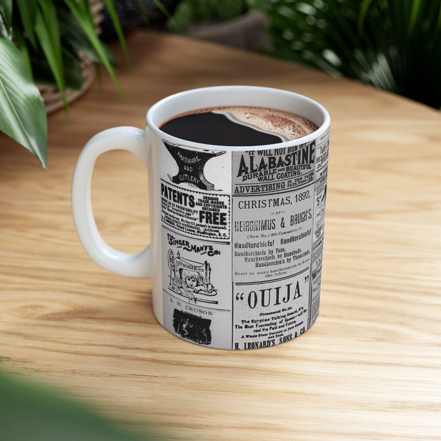 Occult Americana Coffee Tea Mug | 1800s Vintage Newspaper Ad Collage Ceramic Mug - 11oz and 15oz