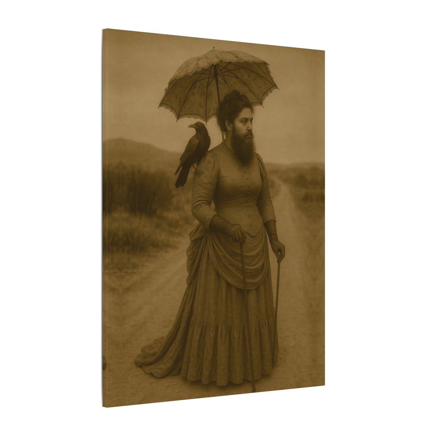 Bearded Lady with Crow β Matte Canvas Print (Gallery-Wrapped) 0.75"