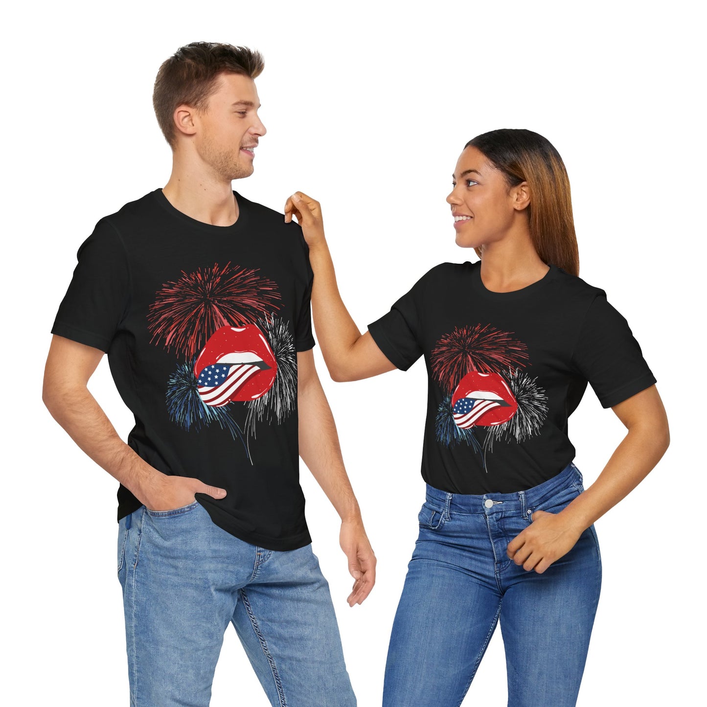 American Flag Lips Tee – Unisex Bella + Canvas Jersey Tee - 4th of July