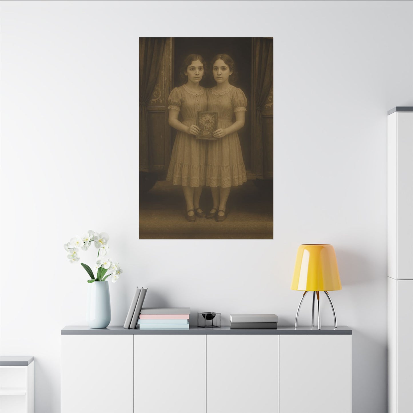 Conjoined Twins – Matte Canvas Print (Gallery-Wrapped) 0.75" – Vintage Circus-Inspired Canvas Wall Art