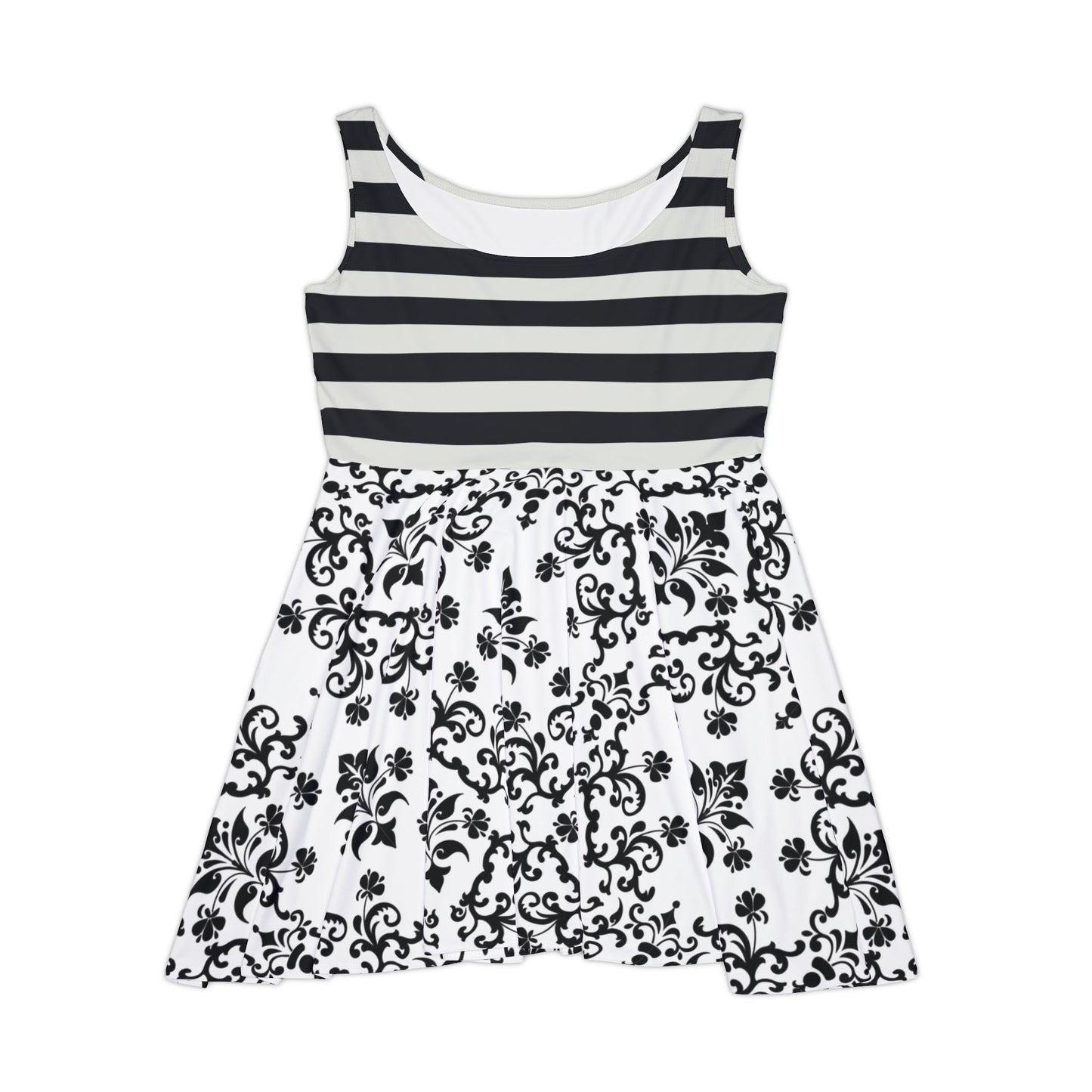Bold Black & White Baroque Stripe Skater Dress – Retro Gothcore Summer Staple Skater Dress