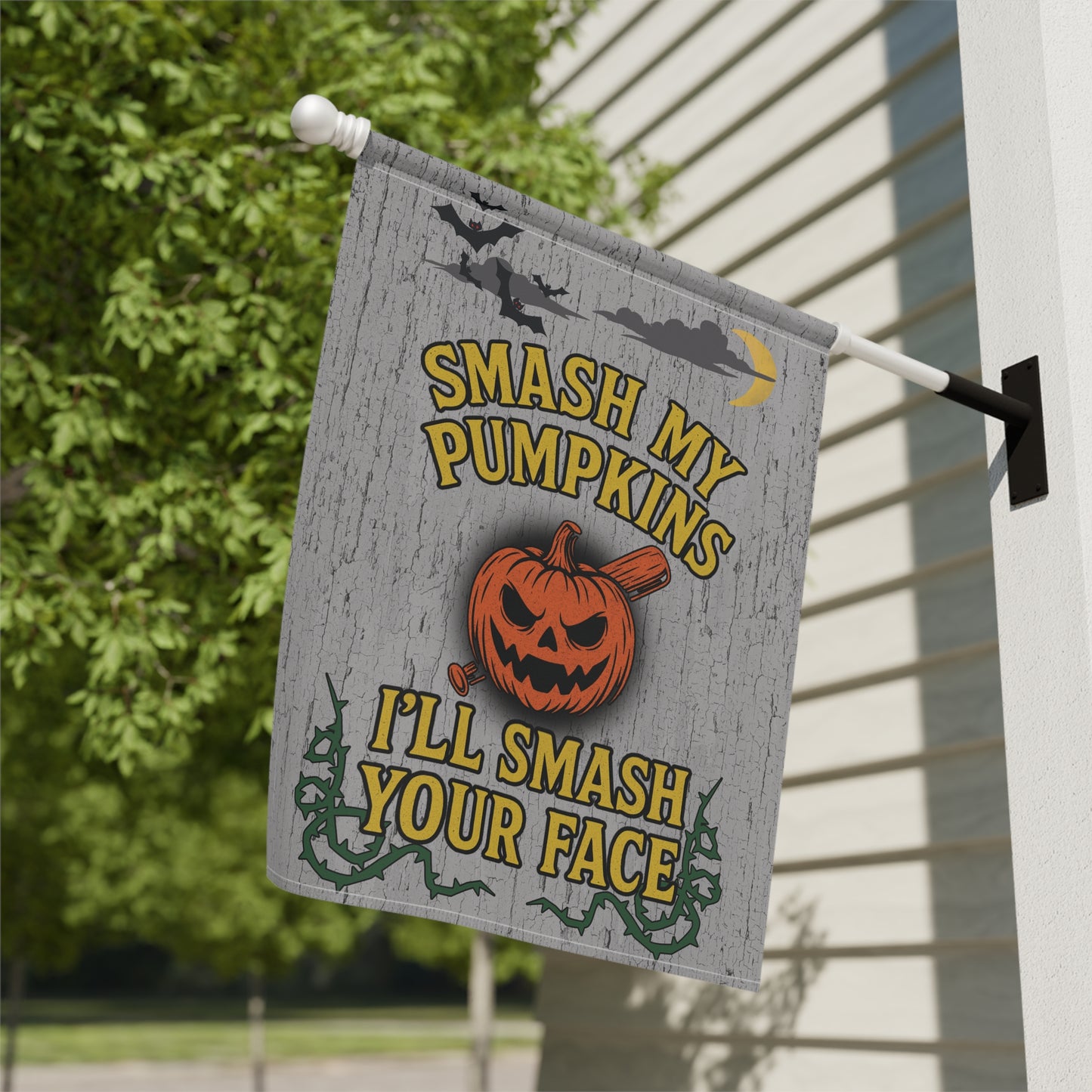 Smash My Pumpkins Halloween Flag β Funny Porch & Garden Banner & Flag (12"x18" or 24.5"x32")