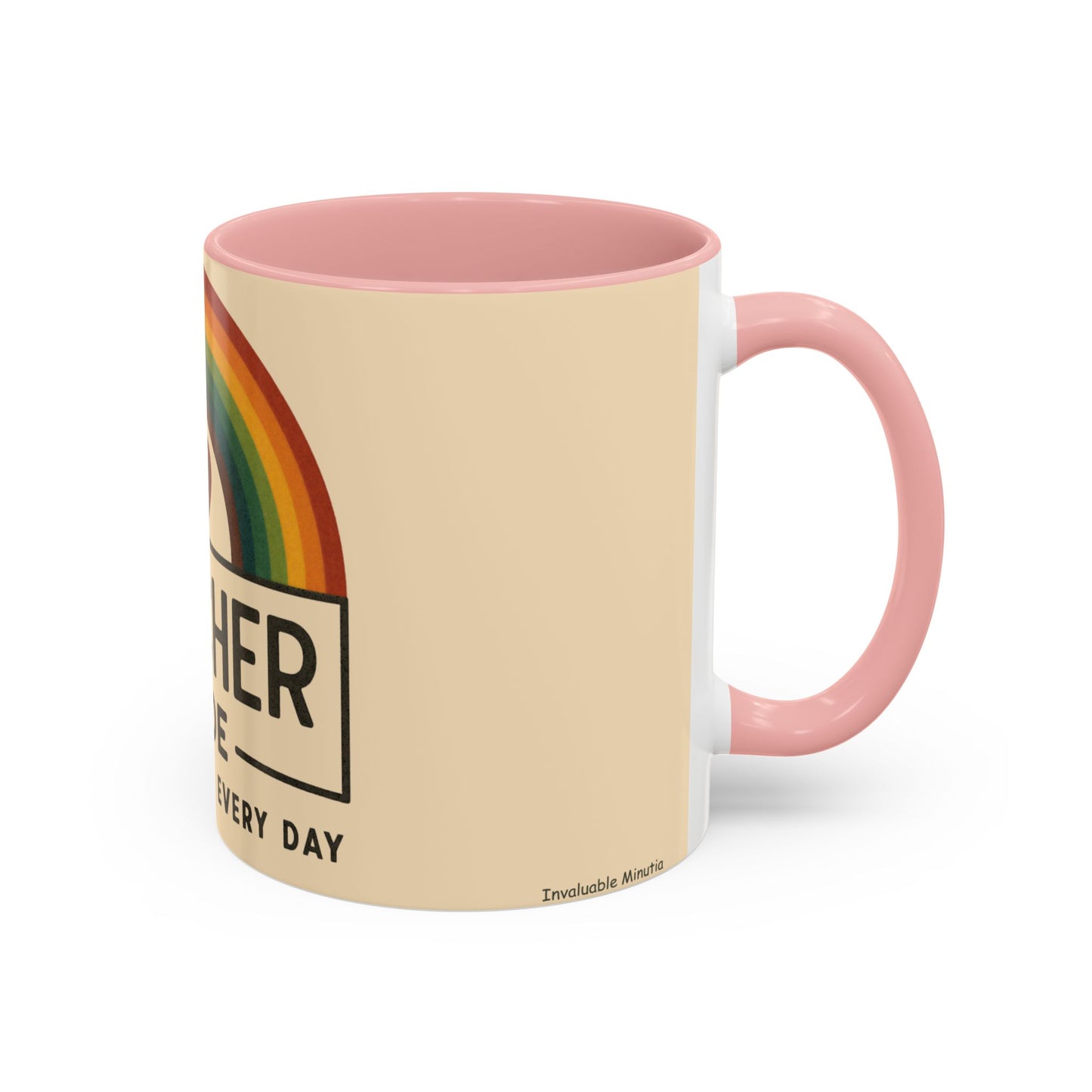 Teacher Mode – Color Accent Mug (11oz/15oz) • Rainbow Heart • Teacher Gift • Dishwasher & Microwave Safe