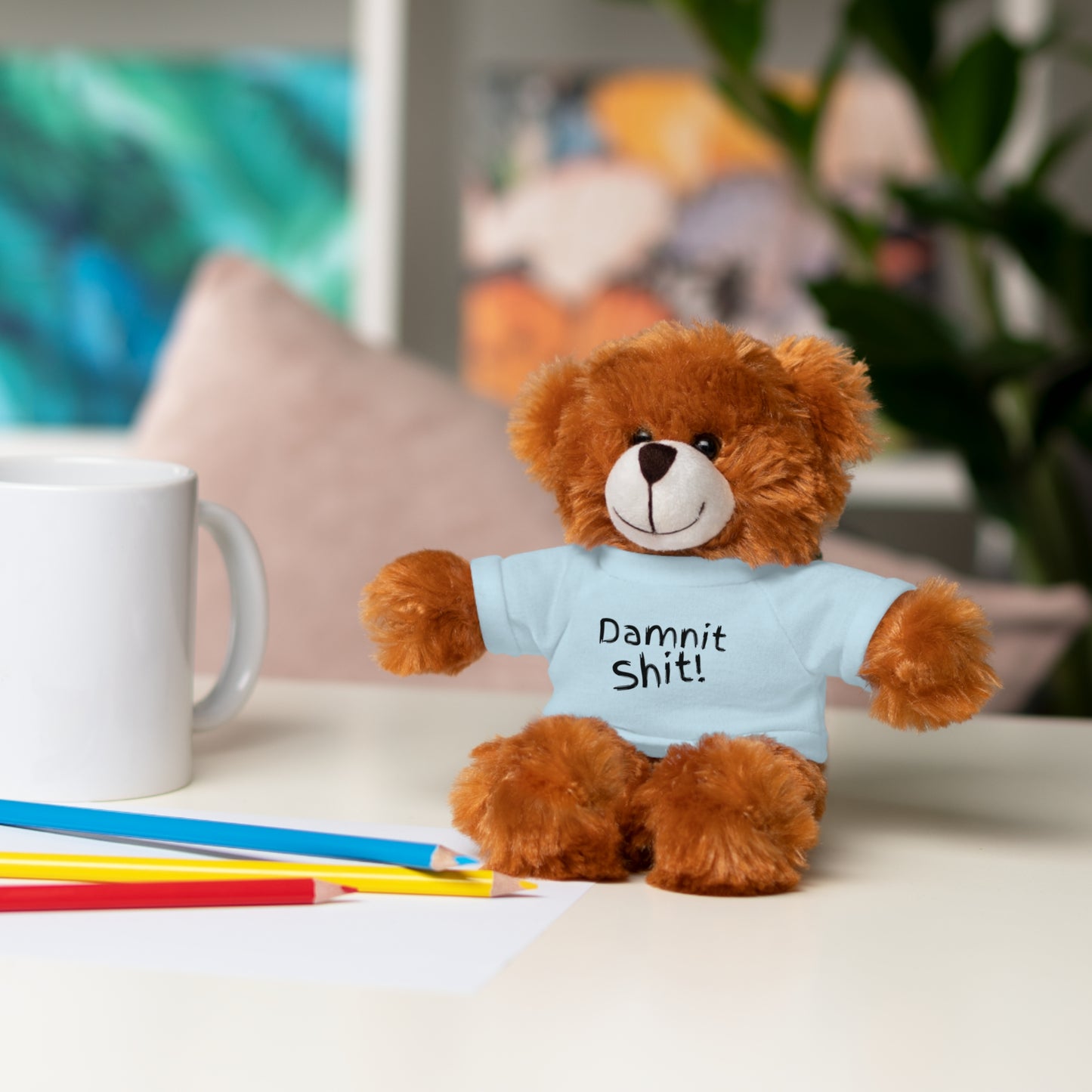 8" Funny Stuffed Animal Gift for Adults, Cute Plush Toy, Humor Bear, Sarcastic Gifts, Quirky Decor, Comfort Toy with Quote