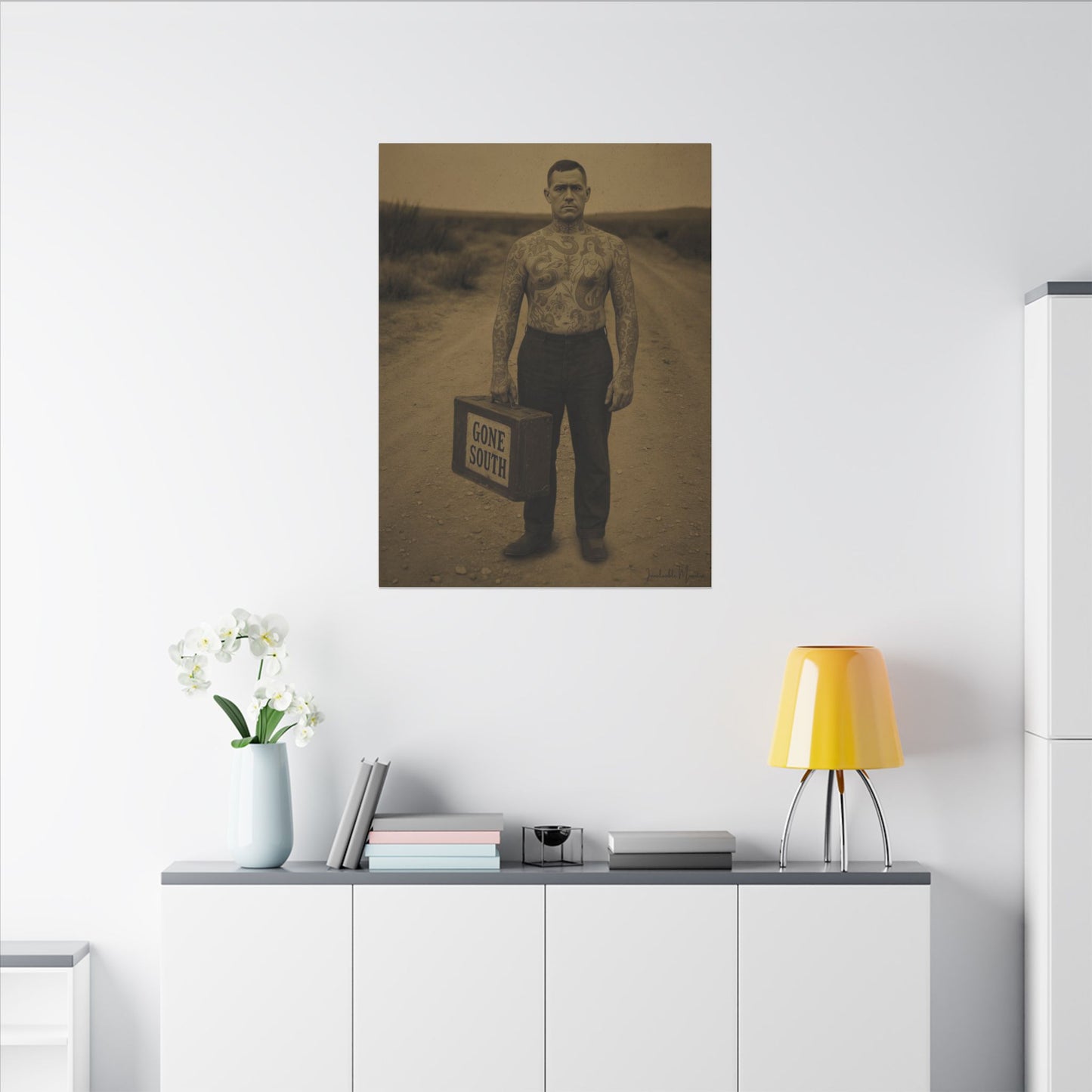 The Tattooed Man – Matte Canvas Print (Gallery-Wrapped) 0.75" – Vintage Circus-Inspired Canvas Wall Art