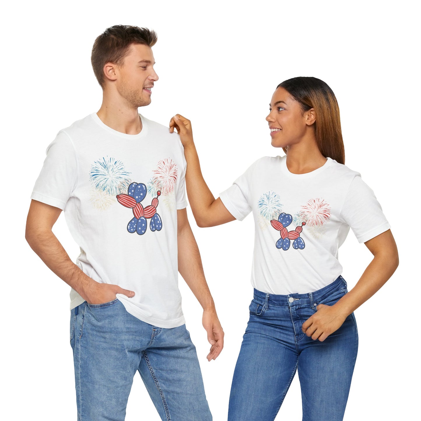 Patriotic Balloon Animal Tee, Fourth of July Shirt, Independence Day Apparel, Fireworks Unisex T-shirt, Bella + Canvas