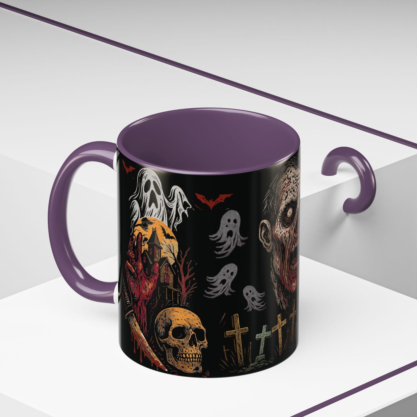 Horror Coffee Mug – Zombie Graveyard Halloween Design – 11oz & 15oz Ceramic – Creepy Goth Kitchen Decor