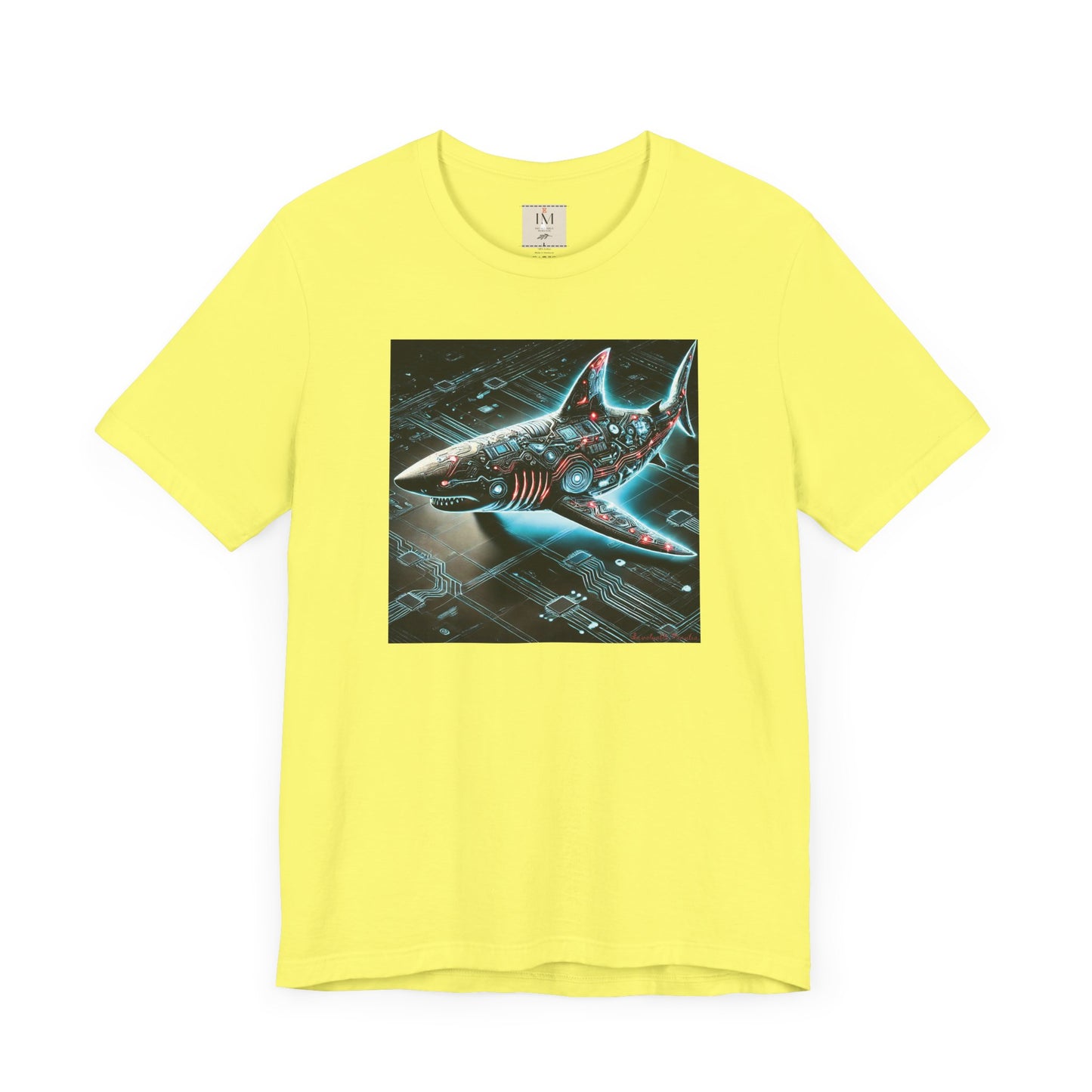 Cyber Shark Unisex Jersey Tee - Futuristic Ocean Design Tech T-Shirt