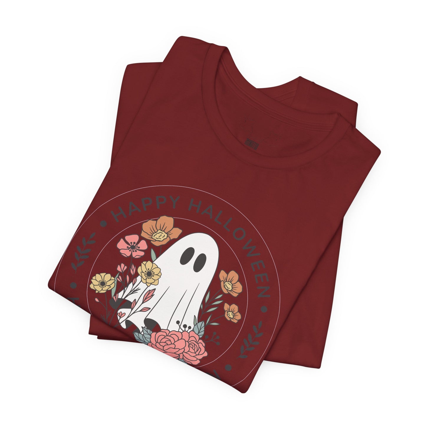 Happy Halloween Floral Ghost Tee – Bella+Canvas 3001