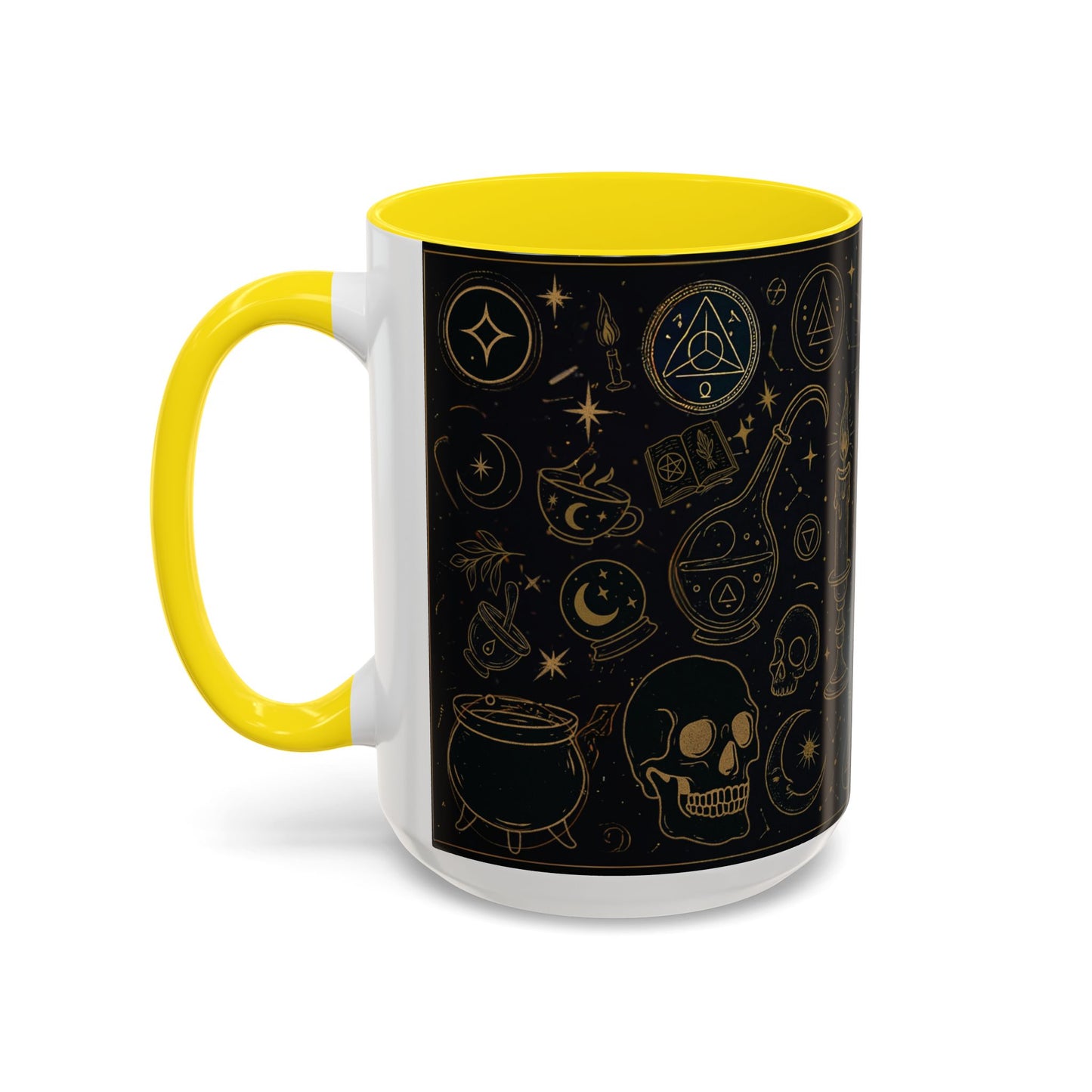 Witchy Aesthetic Coffee Mug โ 15oz Black & Purple Ceramic with Occult Symbols โ Goth Kitchen Decor, Halloween Gift Idea - 11oz/15oz