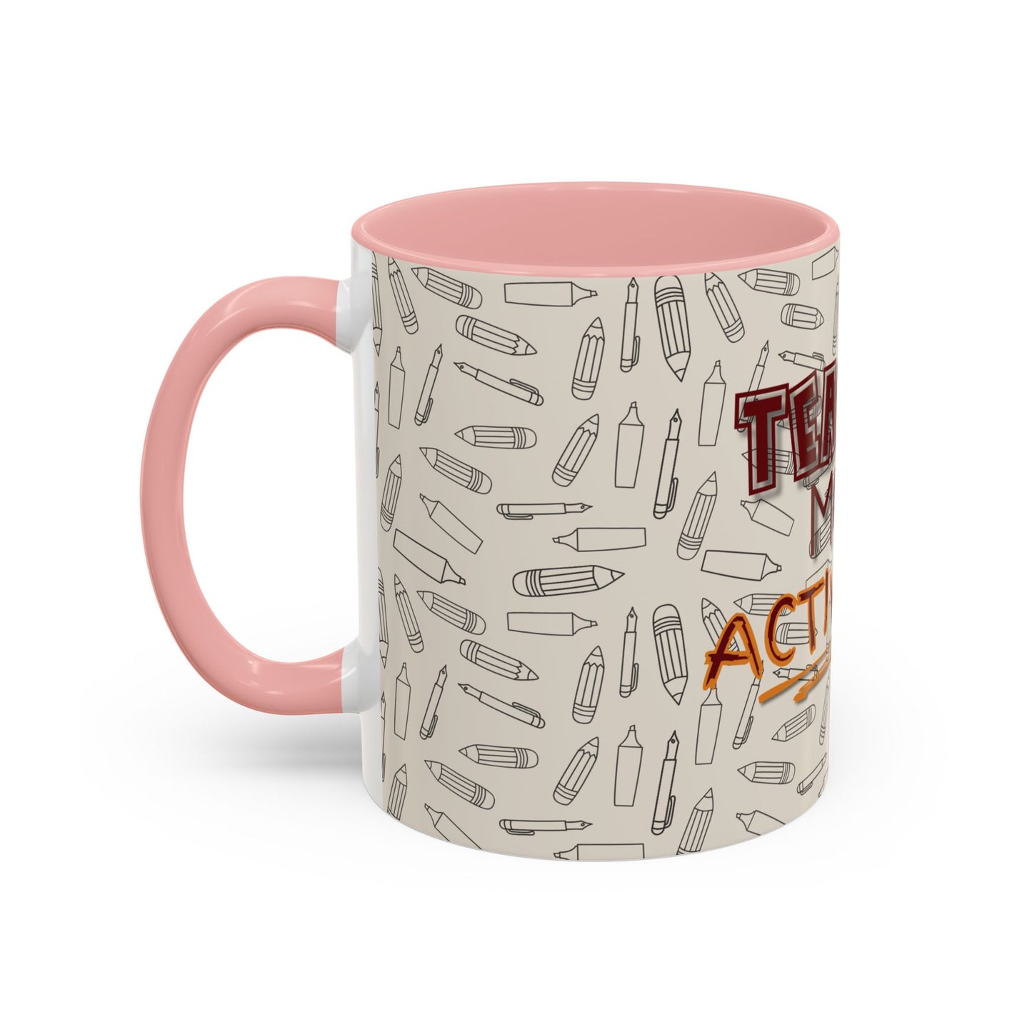 Funny Teacher Coffee Mug – Back to School Gift – “Teacher Mode Activated” – Color Accent 11oz 15oz – Classroom Decor – Durable Ceramic – Education Life