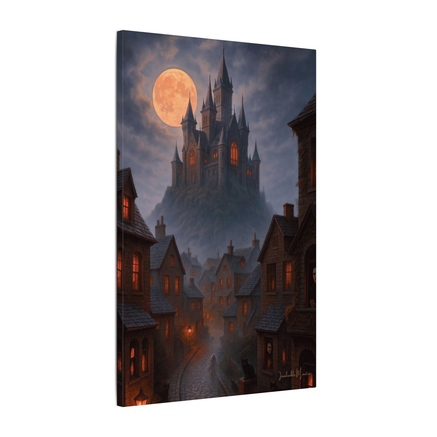 Haunted Hilltop Castle Canvas Print – Gothic Halloween Wall Art for Spooky Season Decor