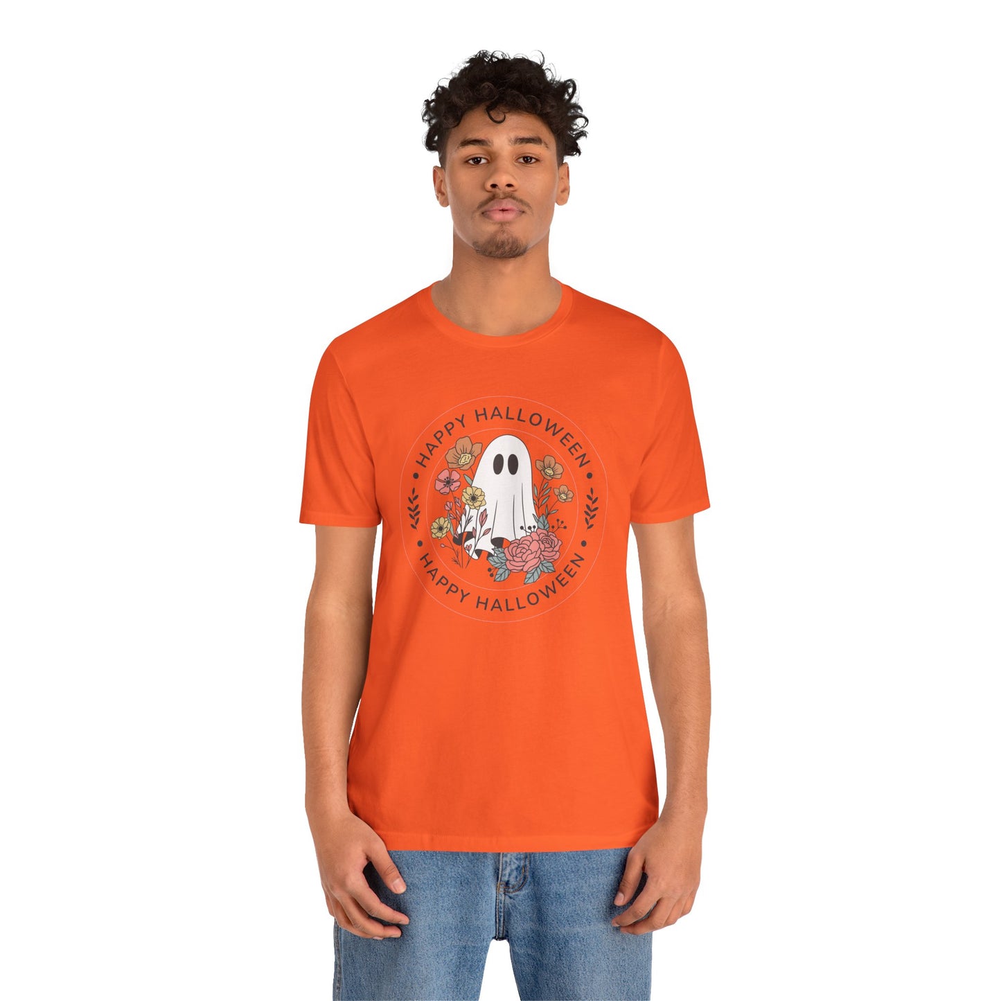 Happy Halloween Floral Ghost Tee – Bella+Canvas 3001
