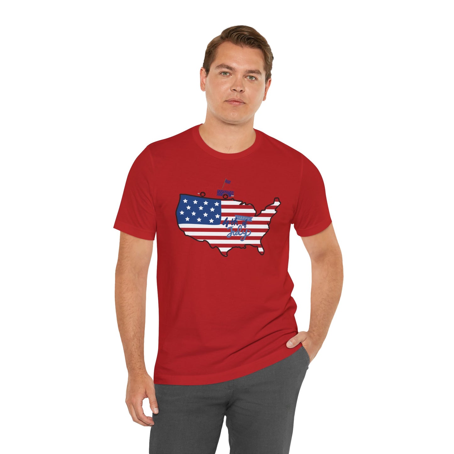All-American USA Map & Truck Tee β Unisex Bella+Canvas Jersey Tee - 4th of July T-Shirt
