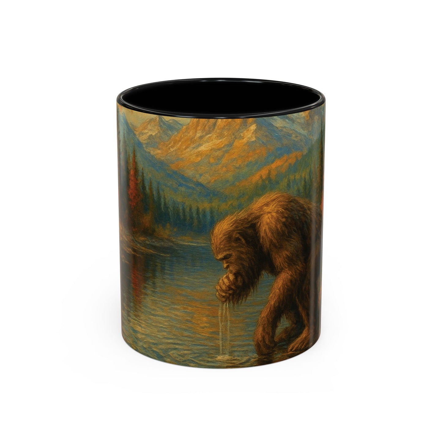Bigfoot River Scene Mug | Autumn Wilderness Accent Coffee Mug (11oz/15oz)