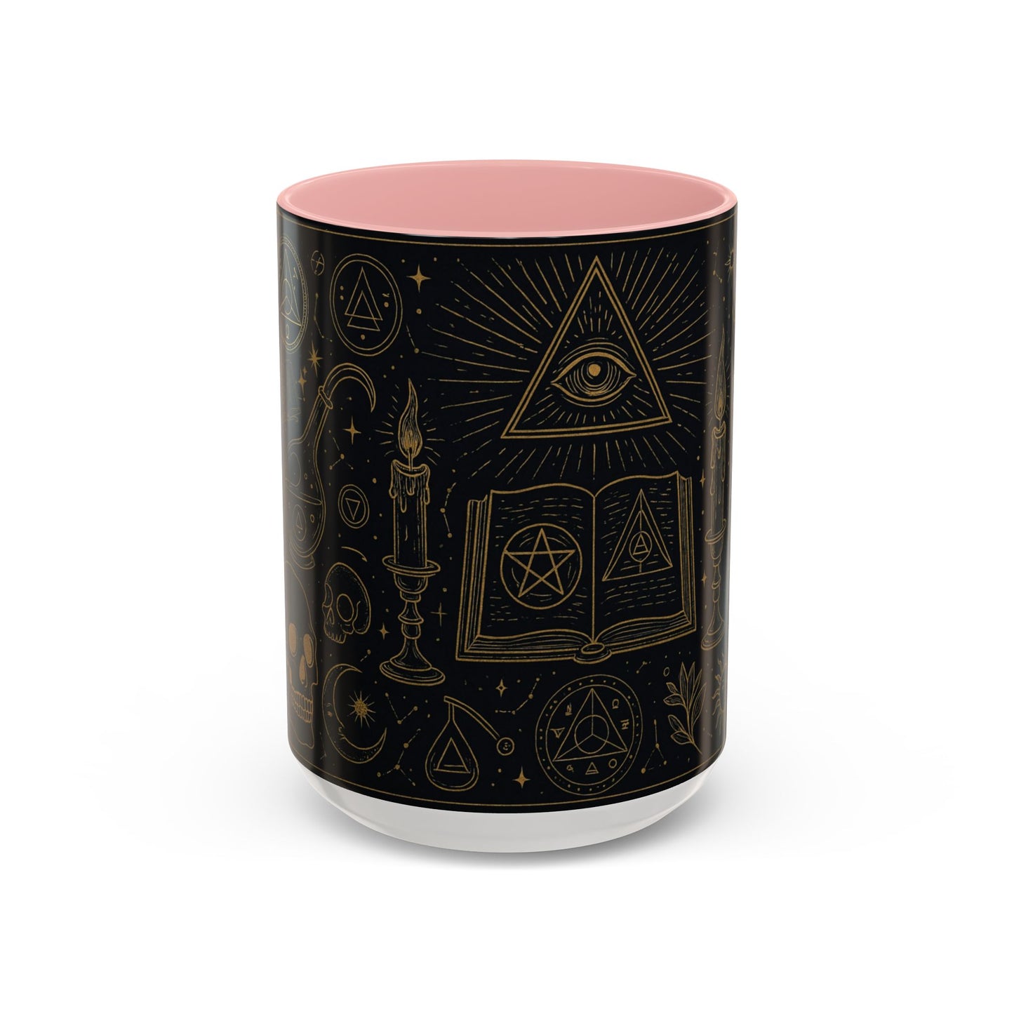 Witchy Aesthetic Coffee Mug โ 15oz Black & Purple Ceramic with Occult Symbols โ Goth Kitchen Decor, Halloween Gift Idea - 11oz/15oz