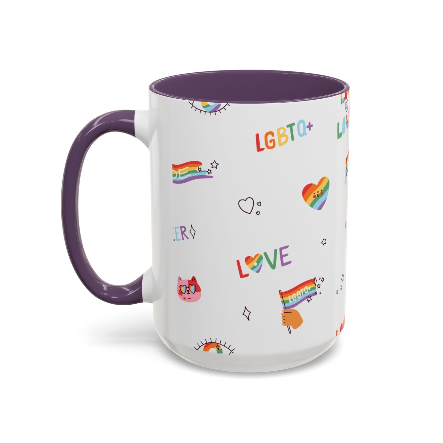Minimalist Pride Accent Mug | LGBTQ+ Love Ceramic Cup | 11oz & 15oz
