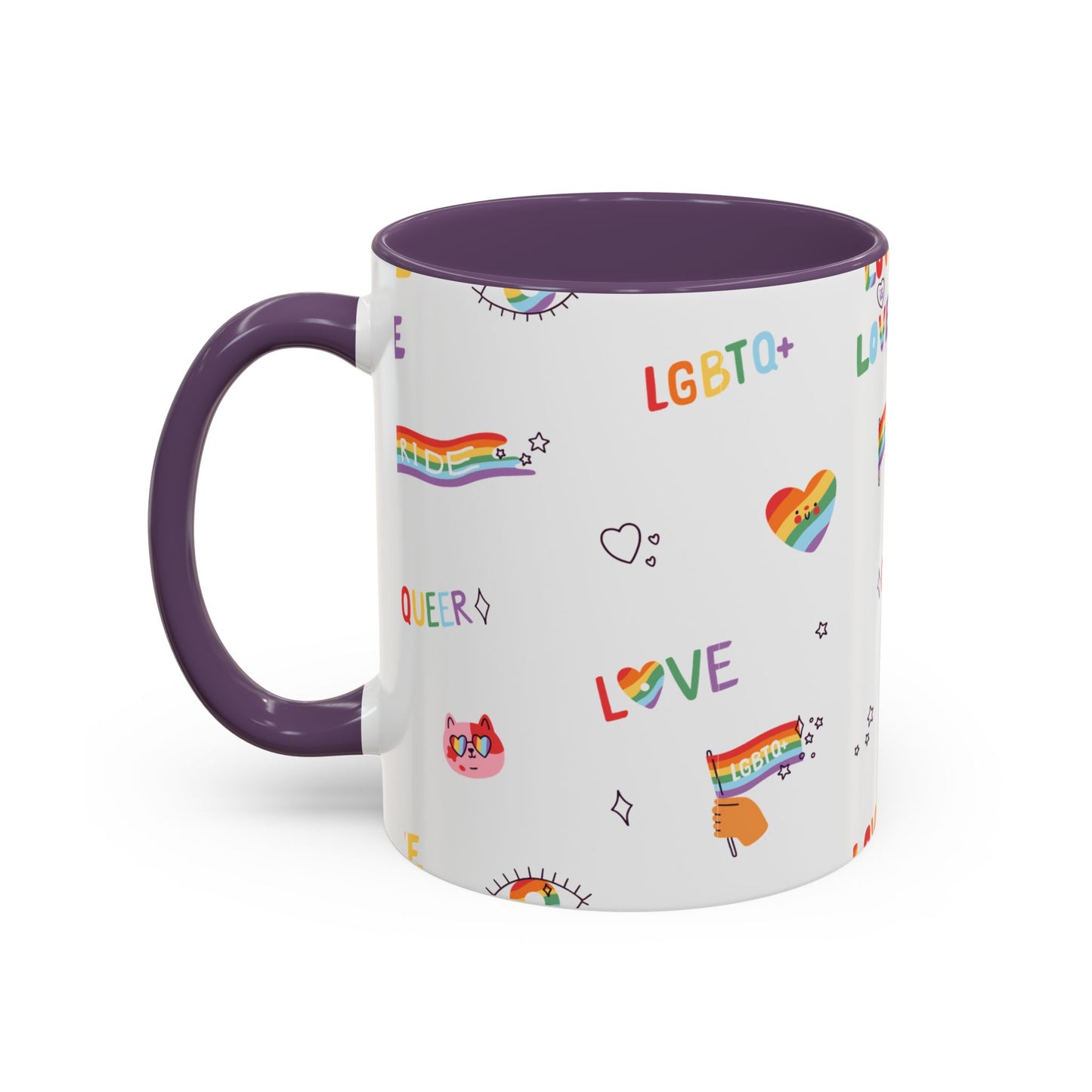 Minimalist Pride Accent Mug | LGBTQ+ Love Ceramic Cup | 11oz & 15oz