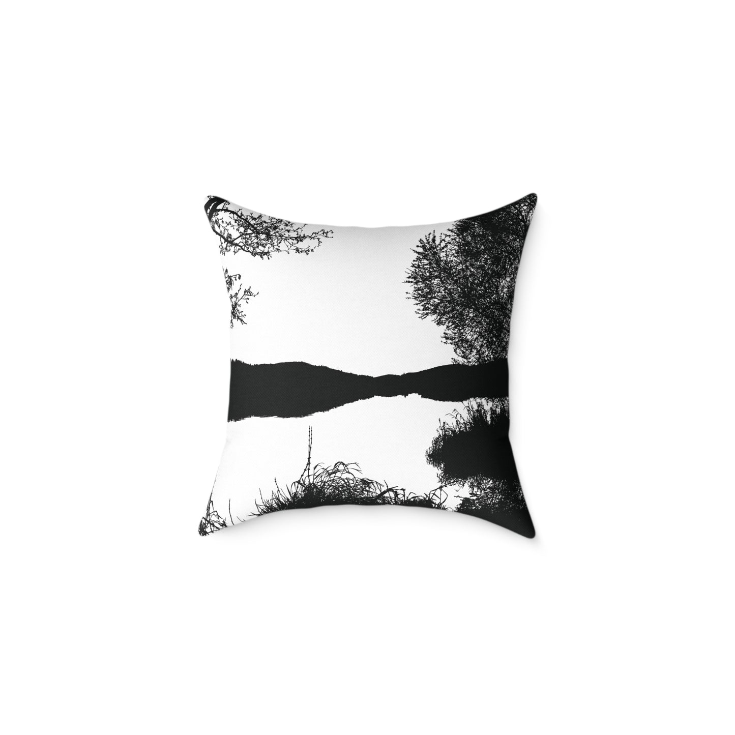 Stillwater Divide Silhouette Pillow β Liminal Lake Vibes for Moody Minimalists - Canvas Throw Pillow Home Decor