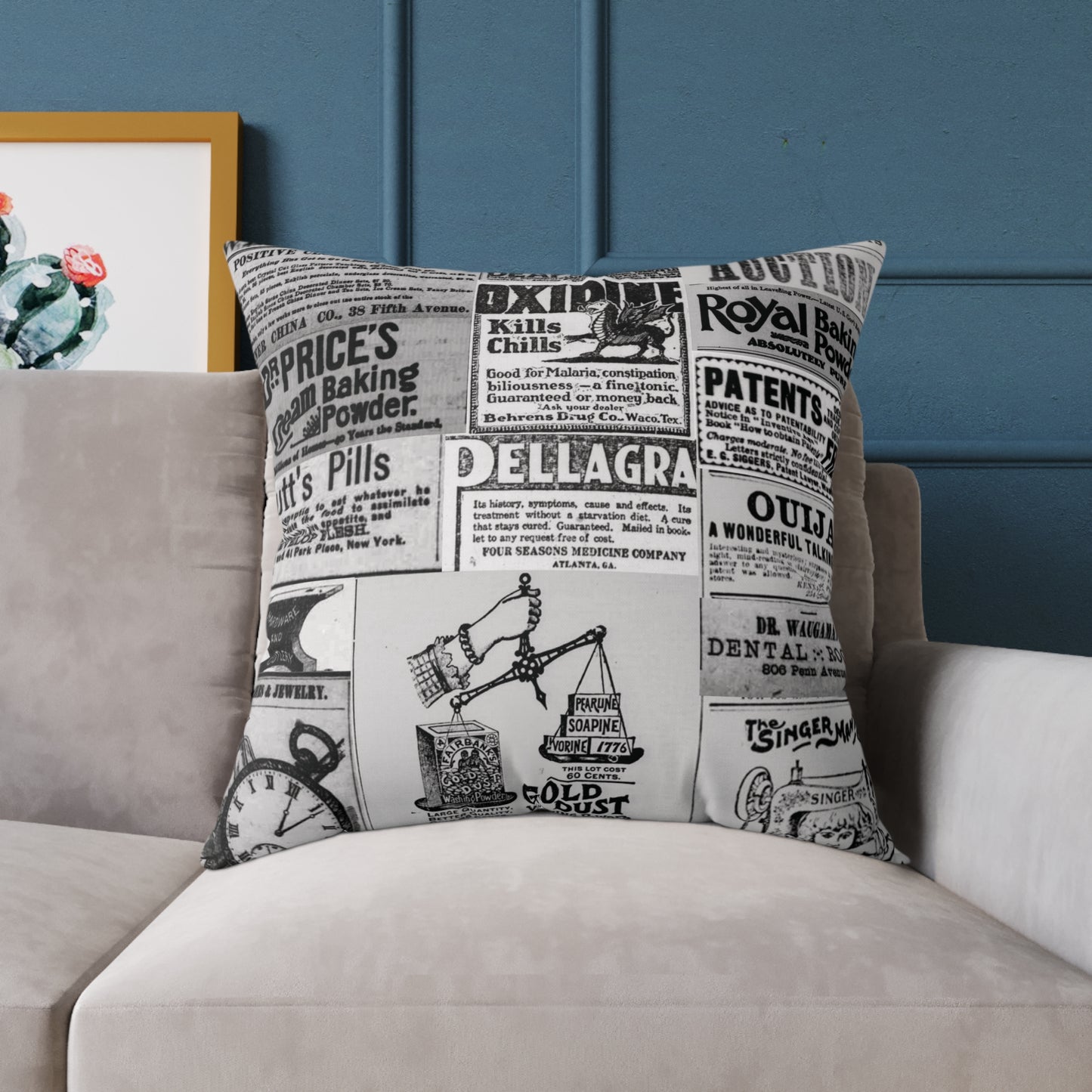 Occult Americana β Vintage Ads Collage Art - CanvasThrow Pillow