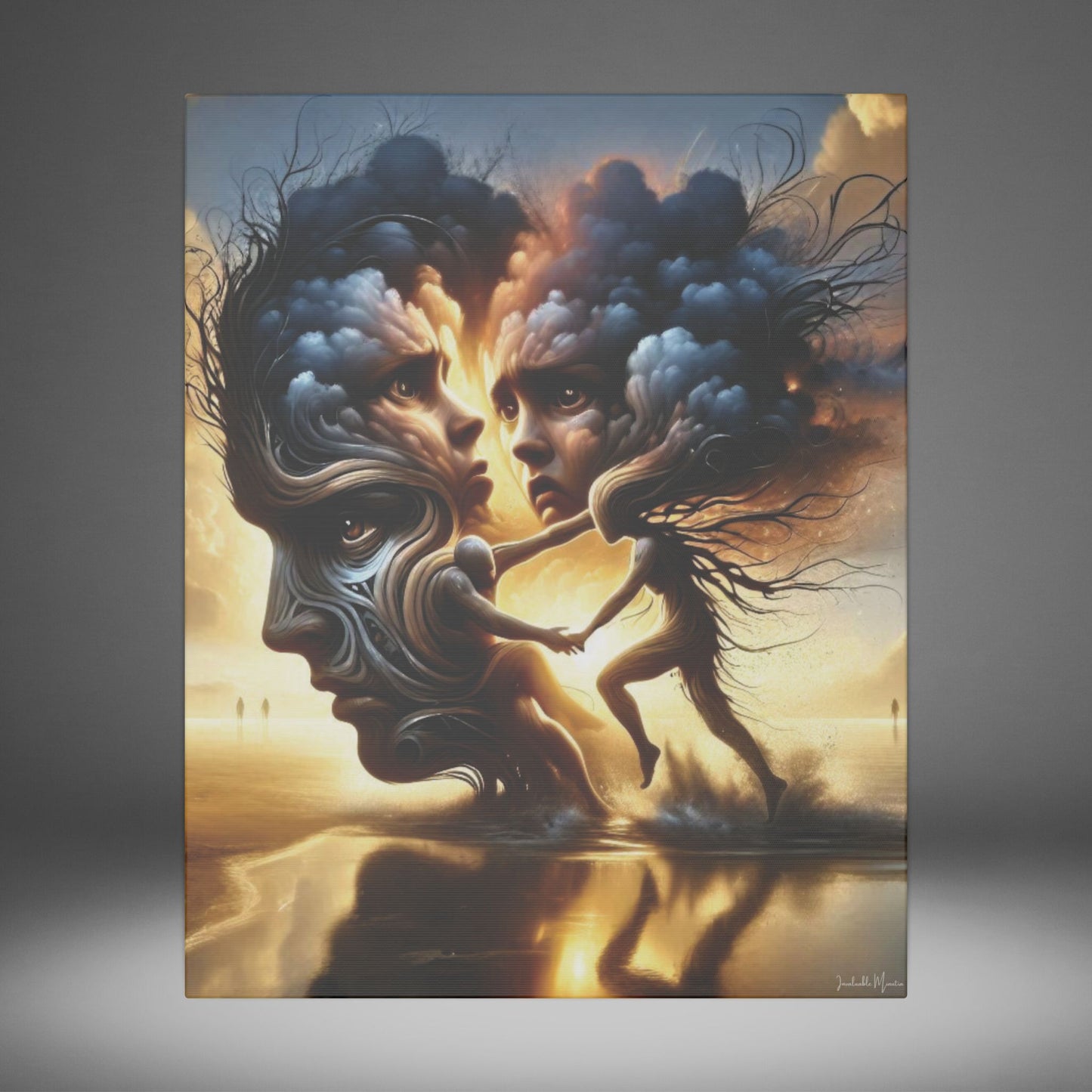 The Insatiable Lovers – Surreal Fantasy Canvas Wall Art | Premium Stretched Print