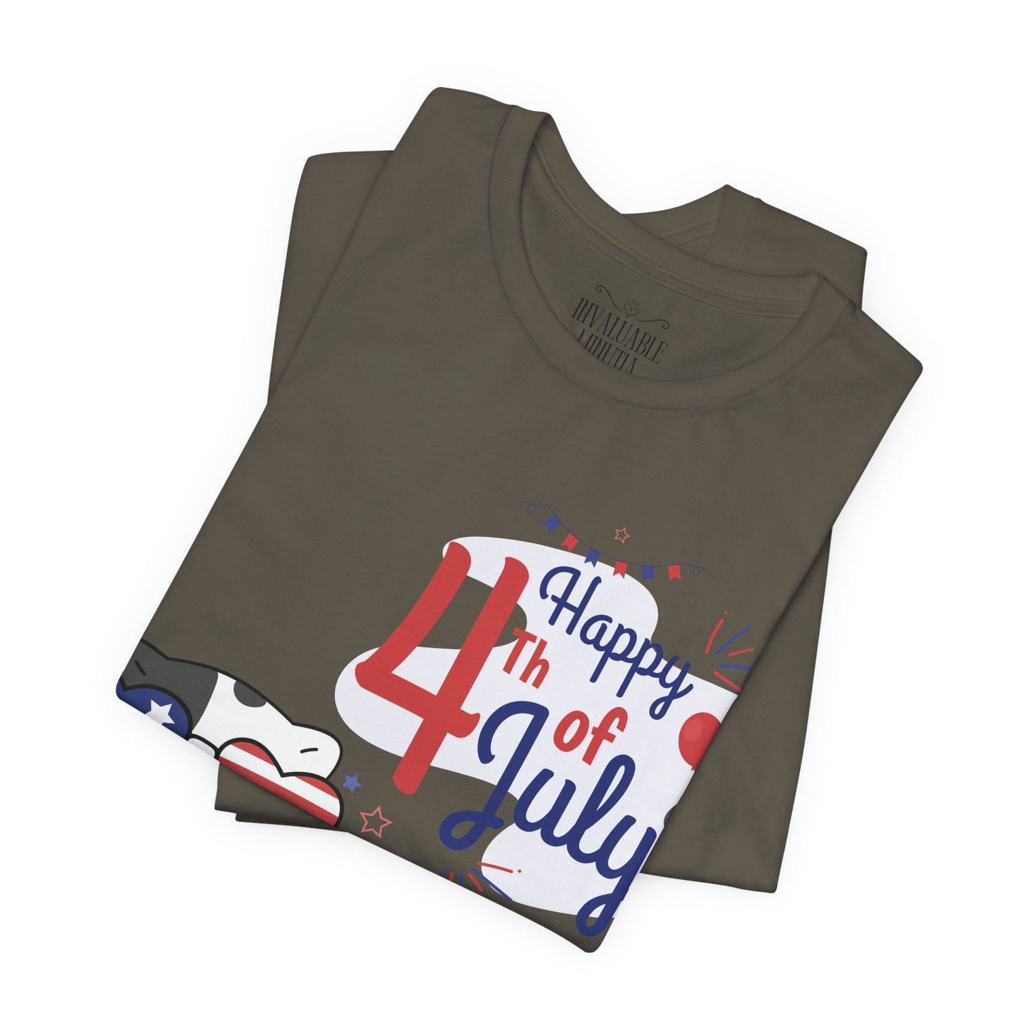 Patriotic Party Cat Tee – Happy 4th of July – Unisex Bella+Canvas Jersey Tee - 4th of July Tee