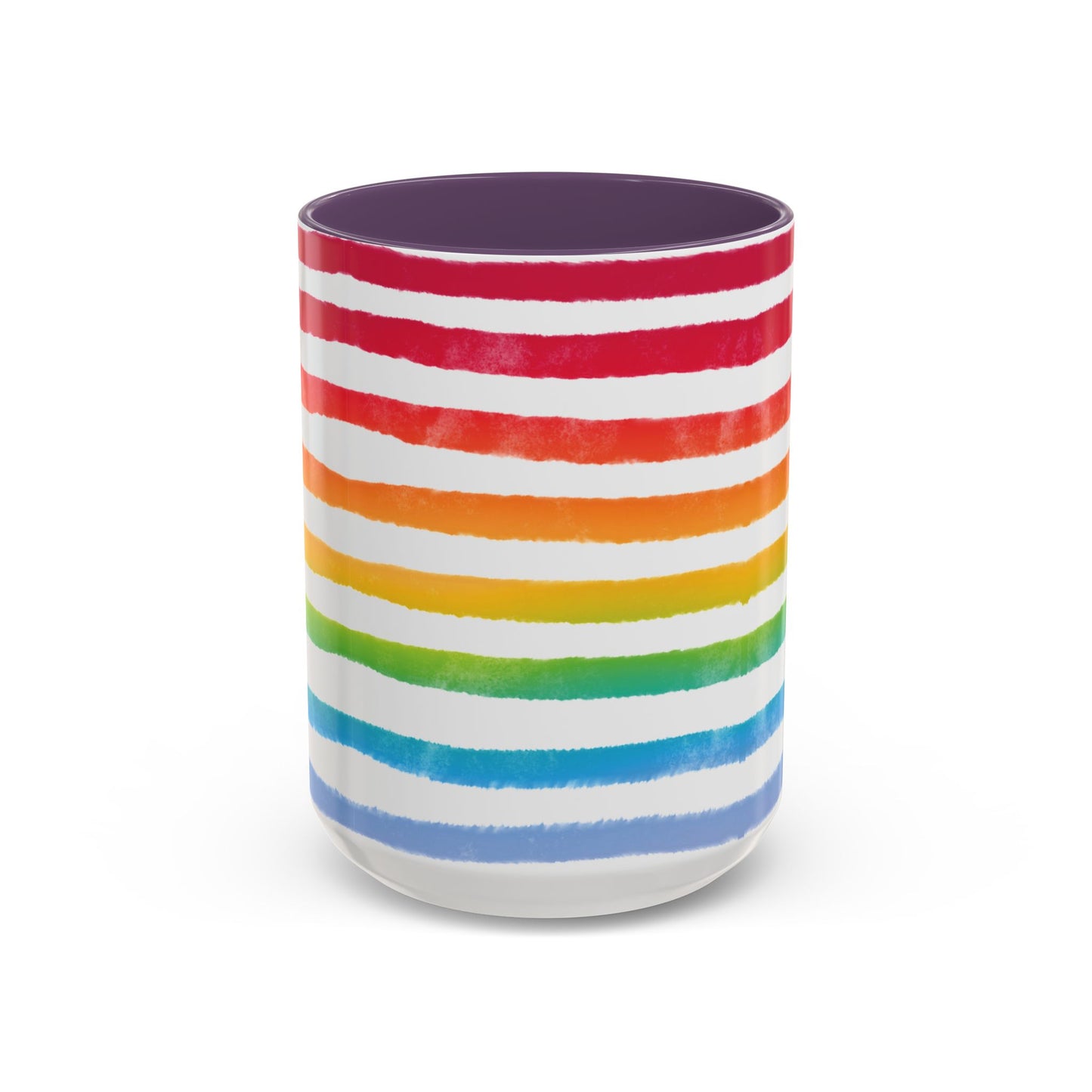π Bold Rainbow Stripes Pride Mug | 11oz/15oz | Purple Accent