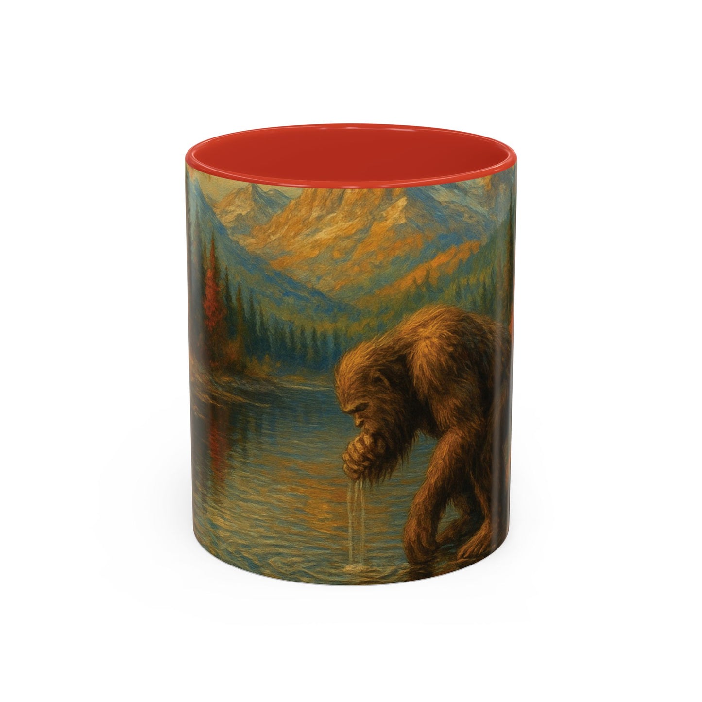 Bigfoot River Scene Mug | Autumn Wilderness Accent Coffee Mug (11oz/15oz)