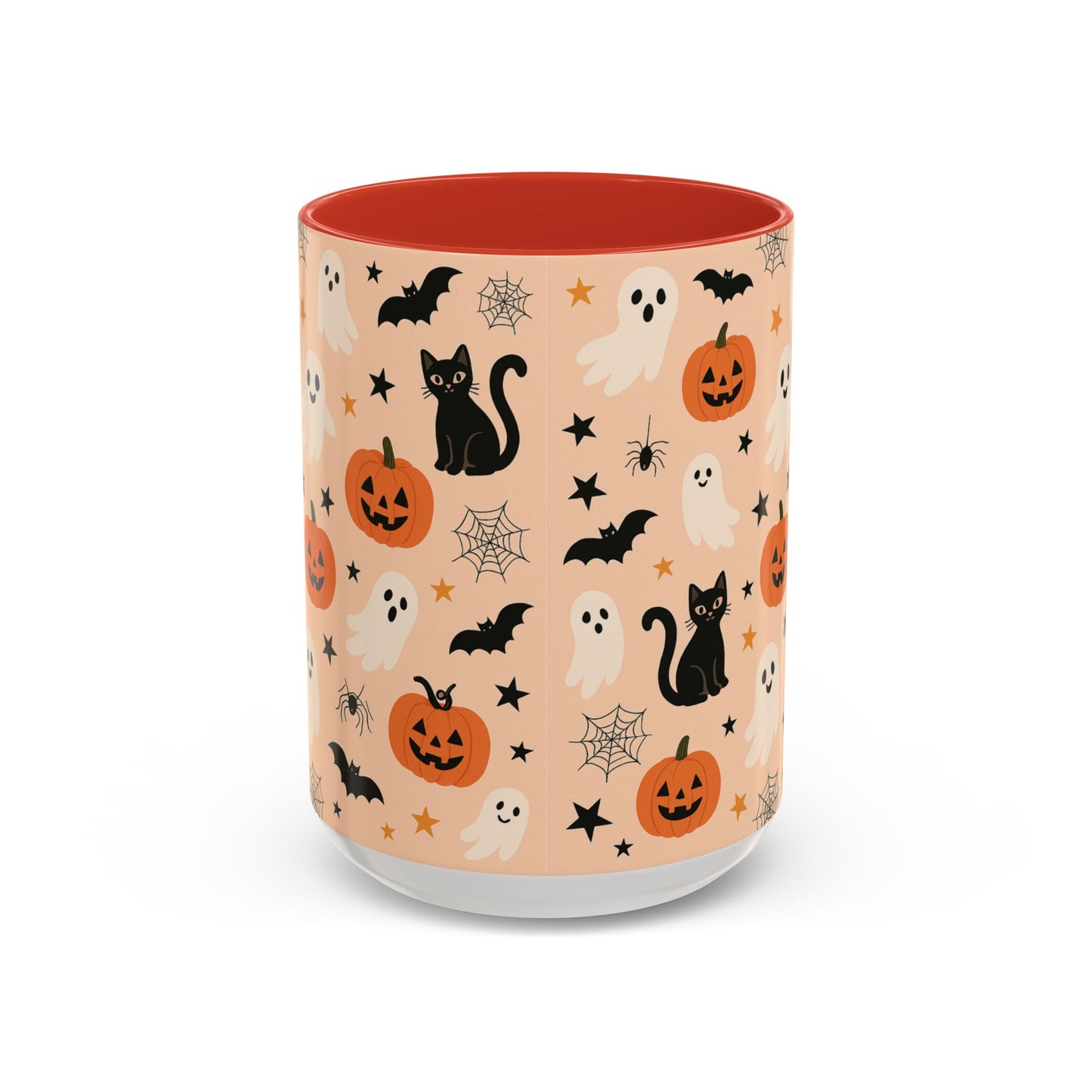 Halloween Color Accent Mug β Ghosts, Pumpkins & Black Cats, Fall Coffee Cup (11oz & 15oz) β Boutique Spooky Season Drinkware