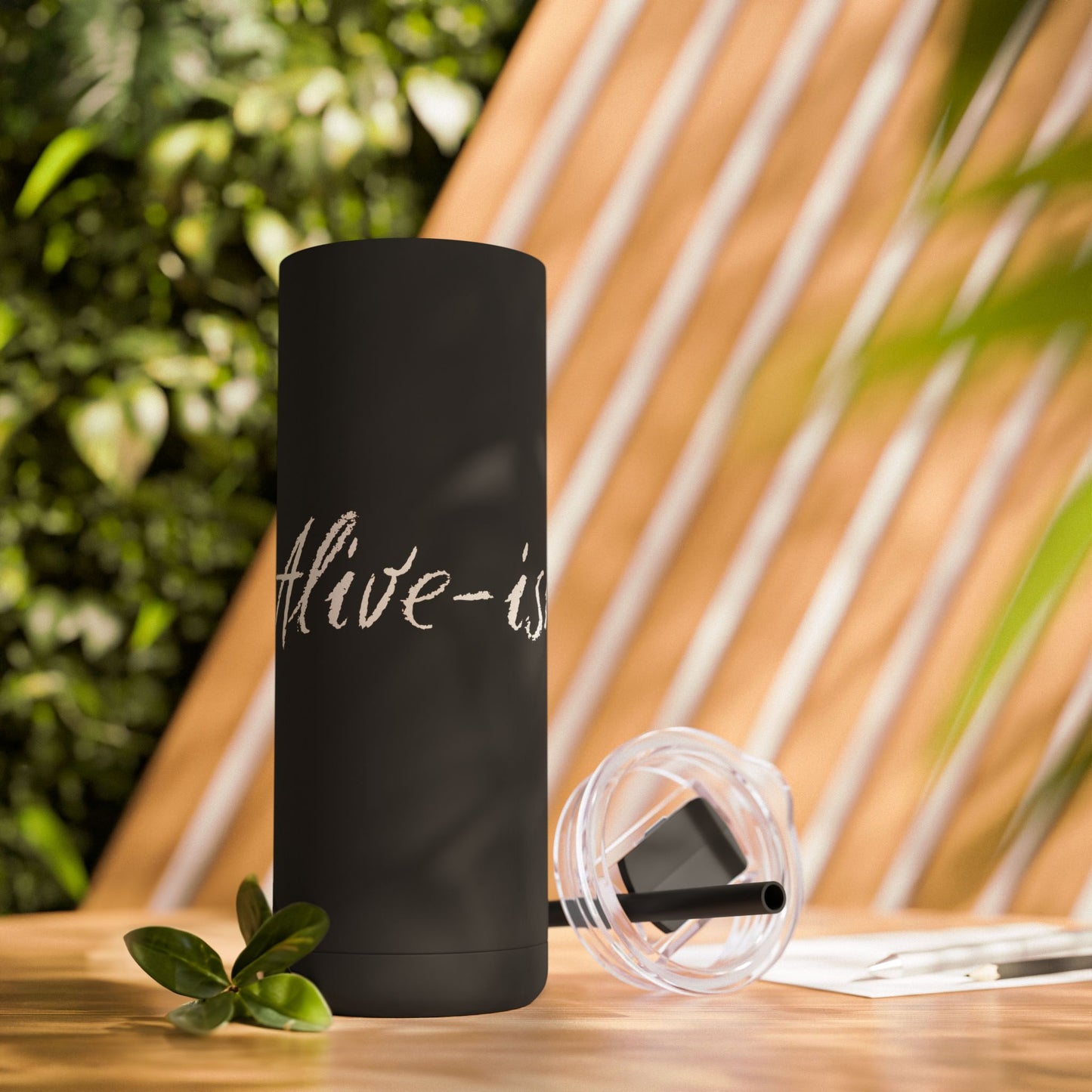 “Alive-ish” Matte Tumbler – 20oz Maars Skinny Tumbler with Straw | Chalk Script Hydration Statement