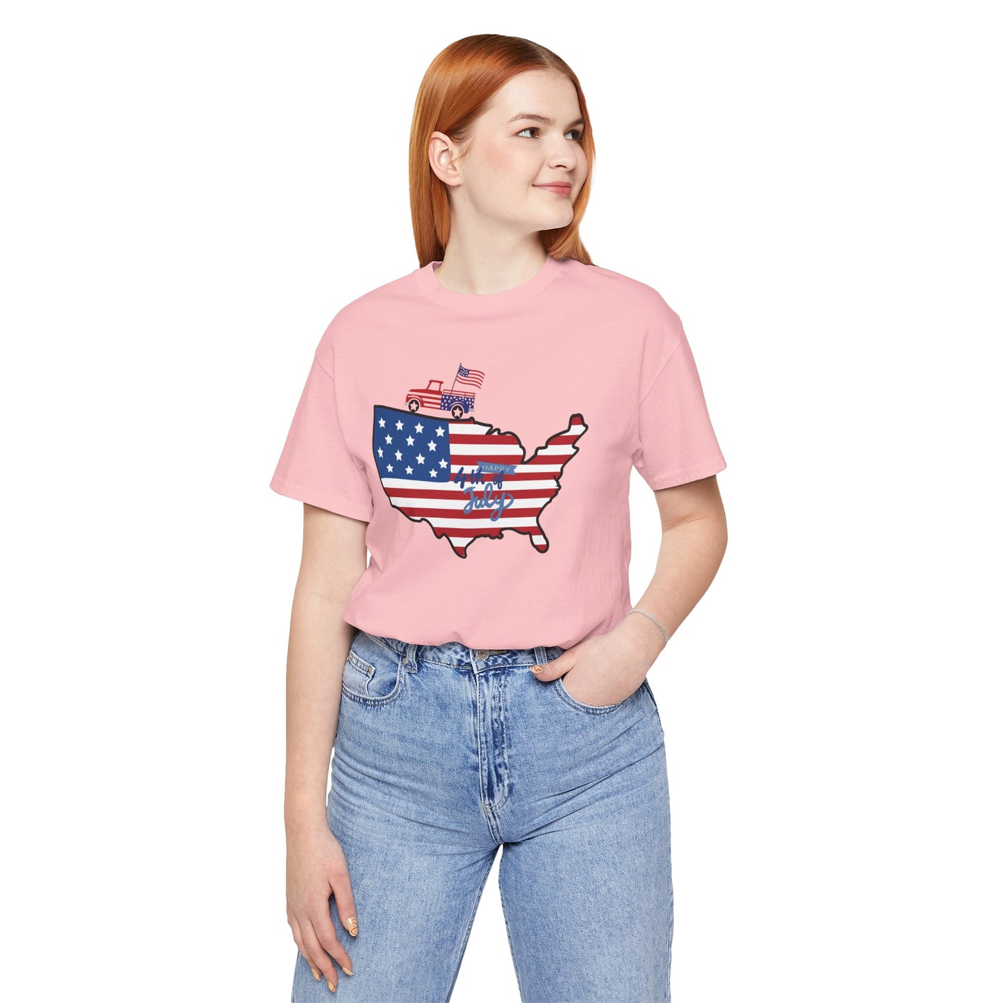 All-American USA Map & Truck Tee β Unisex Bella+Canvas Jersey Tee - 4th of July T-Shirt