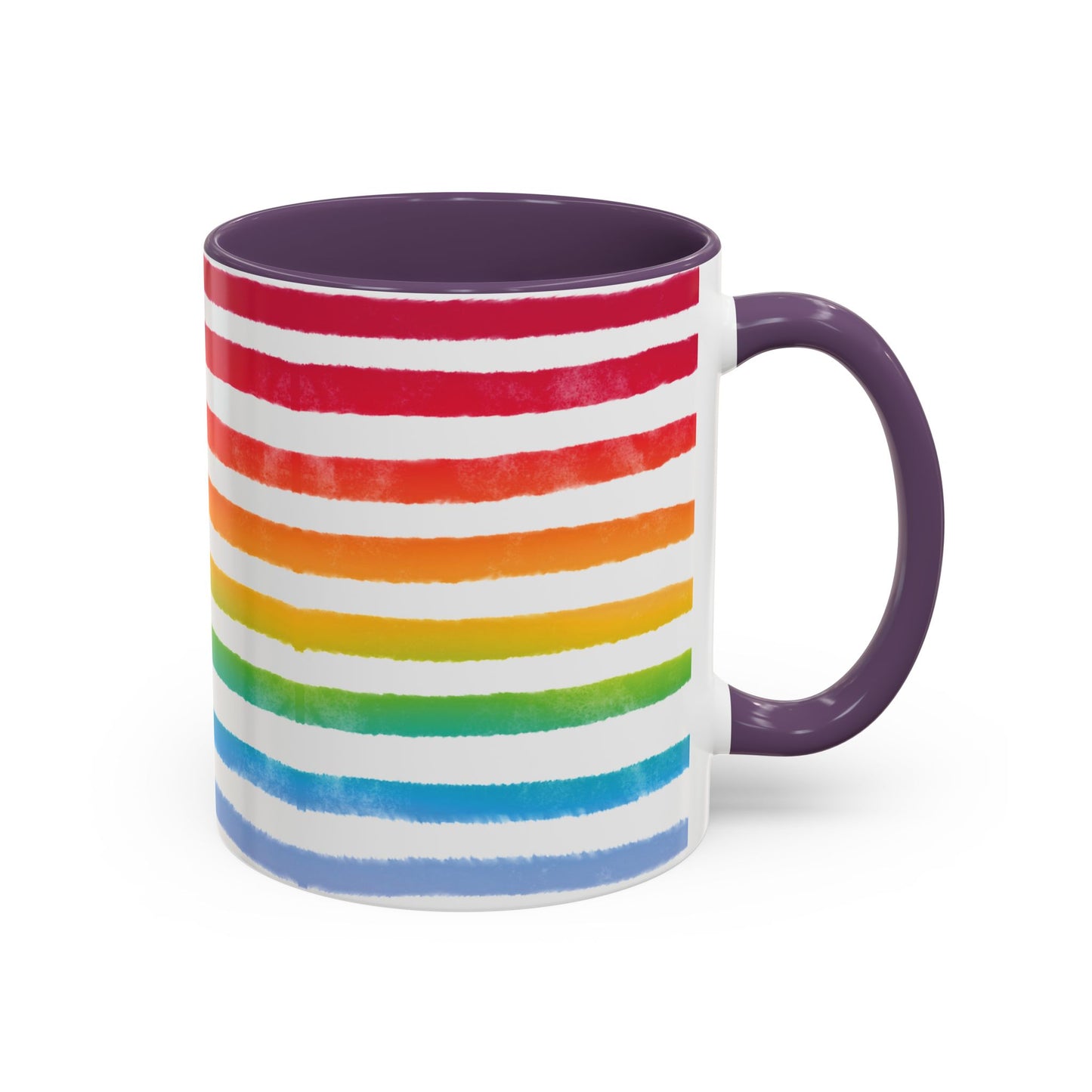 π Bold Rainbow Stripes Pride Mug | 11oz/15oz | Purple Accent