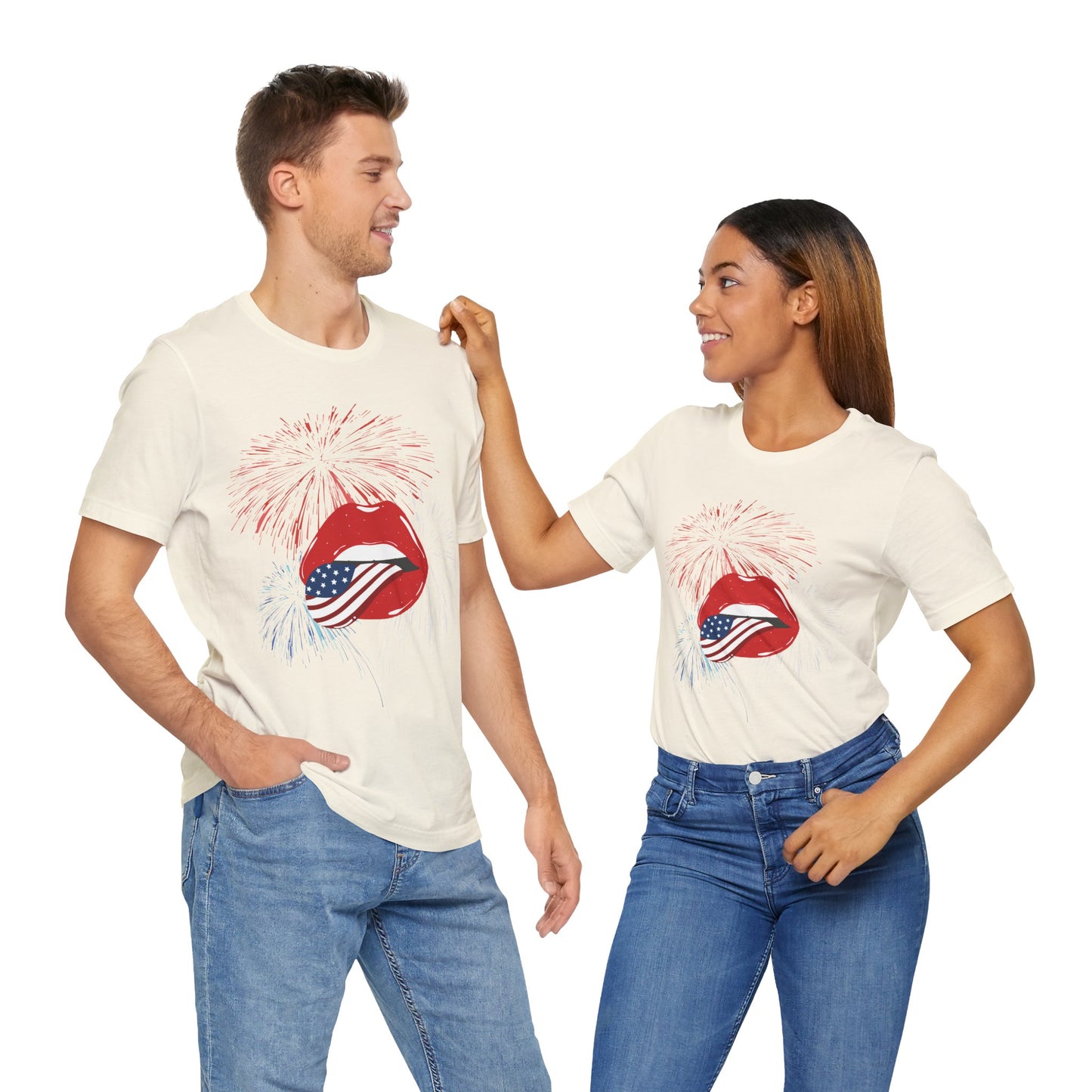 American Flag Lips Tee – Unisex Bella + Canvas Jersey Tee - 4th of July