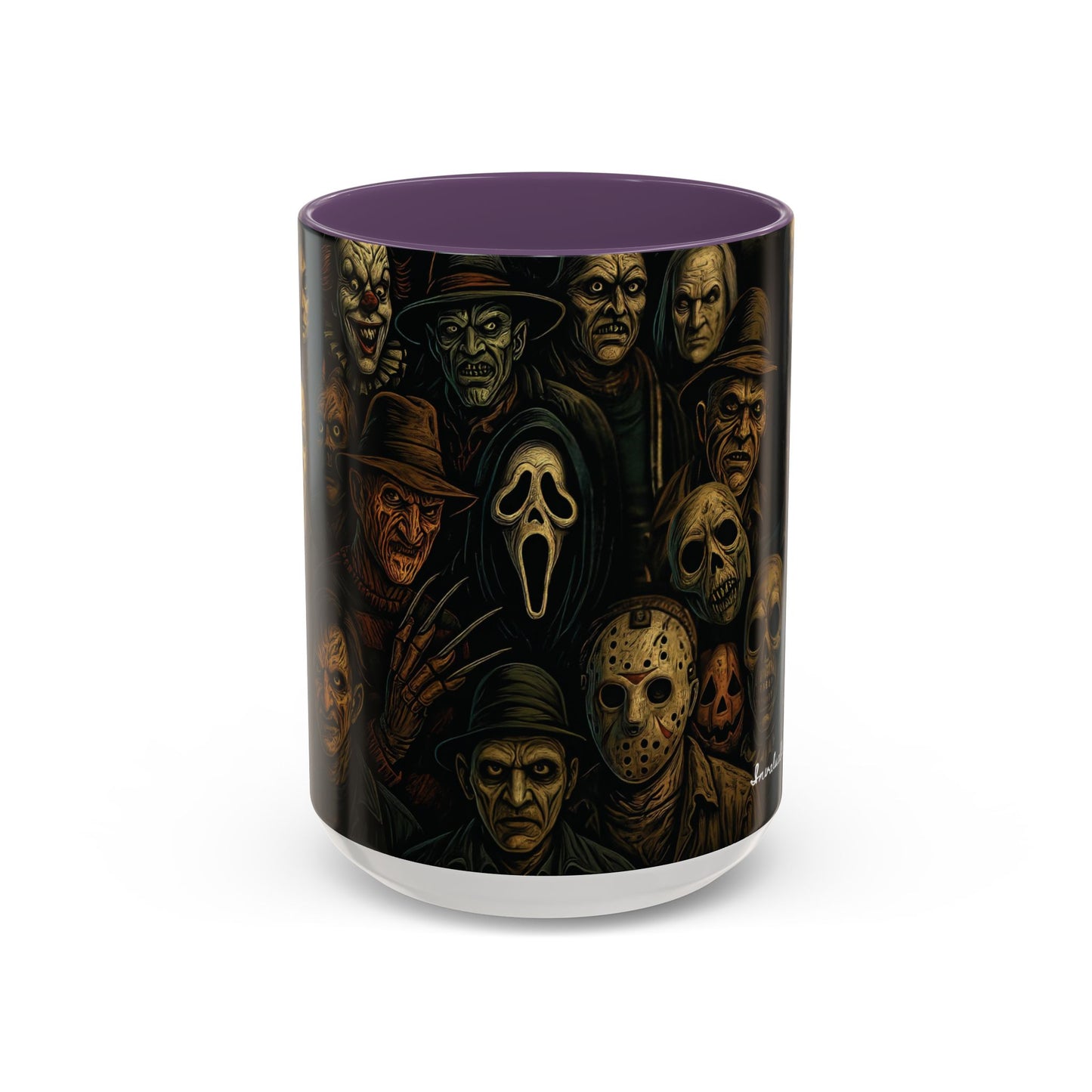 Horror Villain Collage Mug – 15oz & 11oz Ceramic Coffee Mug – Slasher Icons Halloween Gift – Goth Horrorcore Kitchen Decor