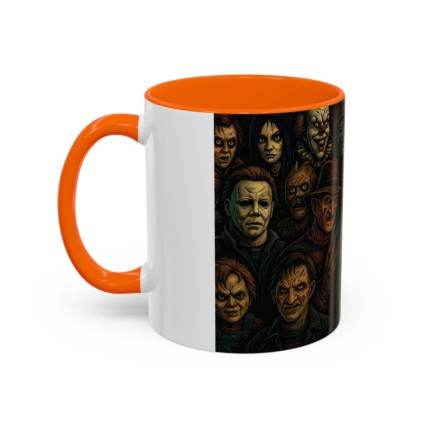 Horror Villain Collage Mug – 15oz & 11oz Ceramic Coffee Mug – Slasher Icons Halloween Gift – Goth Horrorcore Kitchen Decor