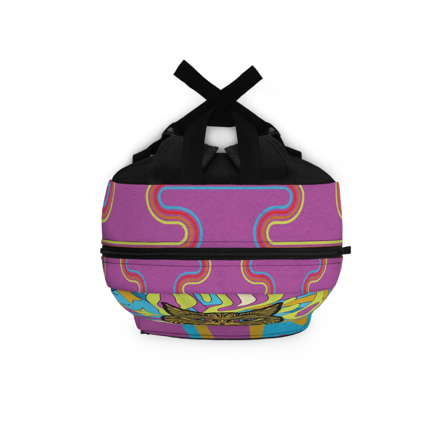 Psychedelic Cat AOP Backpack โ Trippy Cosmic Print, Durable Sublimated Design, Weirdcore School Bag