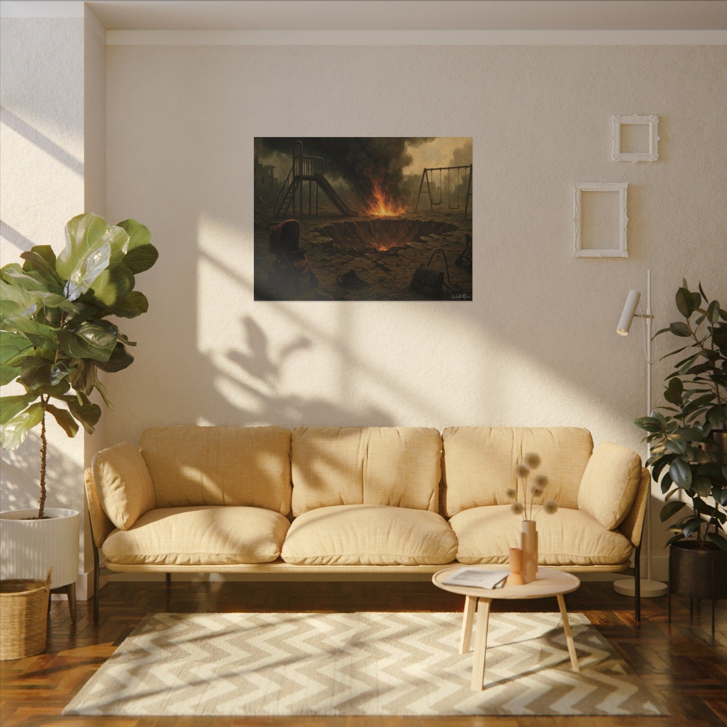 Apocalyptic Playground Canvas Print – Dark Surreal Landscape Wall Art – Post-Apocalyptic Home Décor