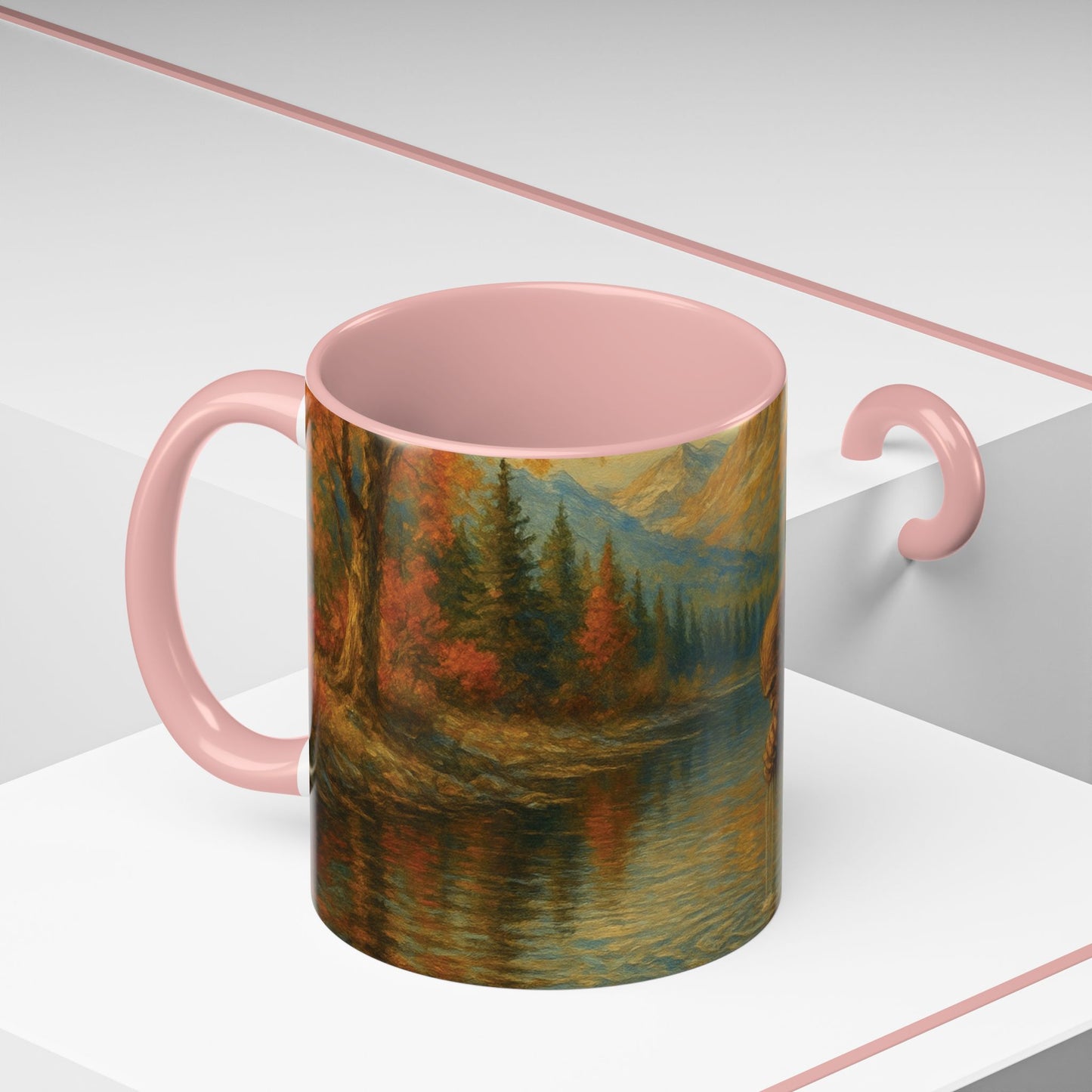 Bigfoot River Scene Mug | Autumn Wilderness Accent Coffee Mug (11oz/15oz)