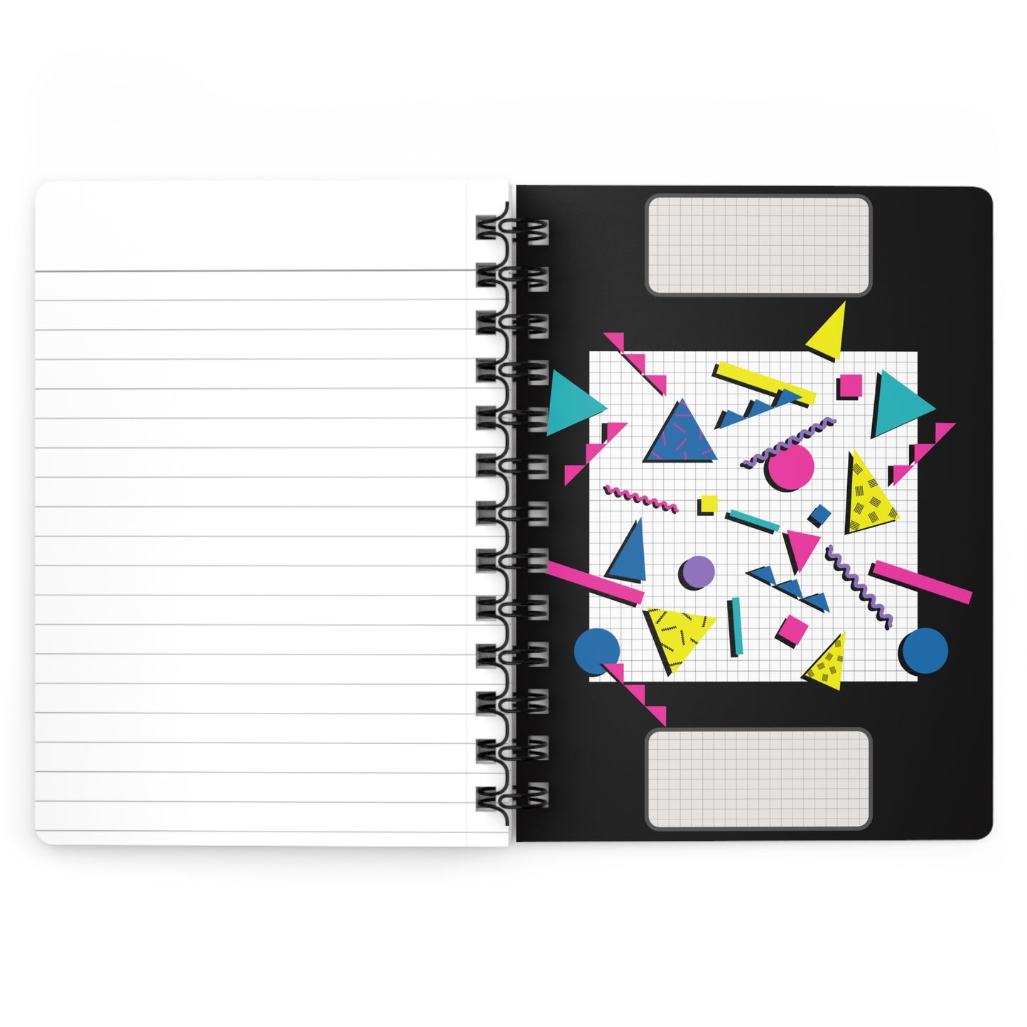 Spiral-Bound Glossy Cover Journal – “Retro Daydream” 80s-Inspired Funky Notebook, Diary, Journal